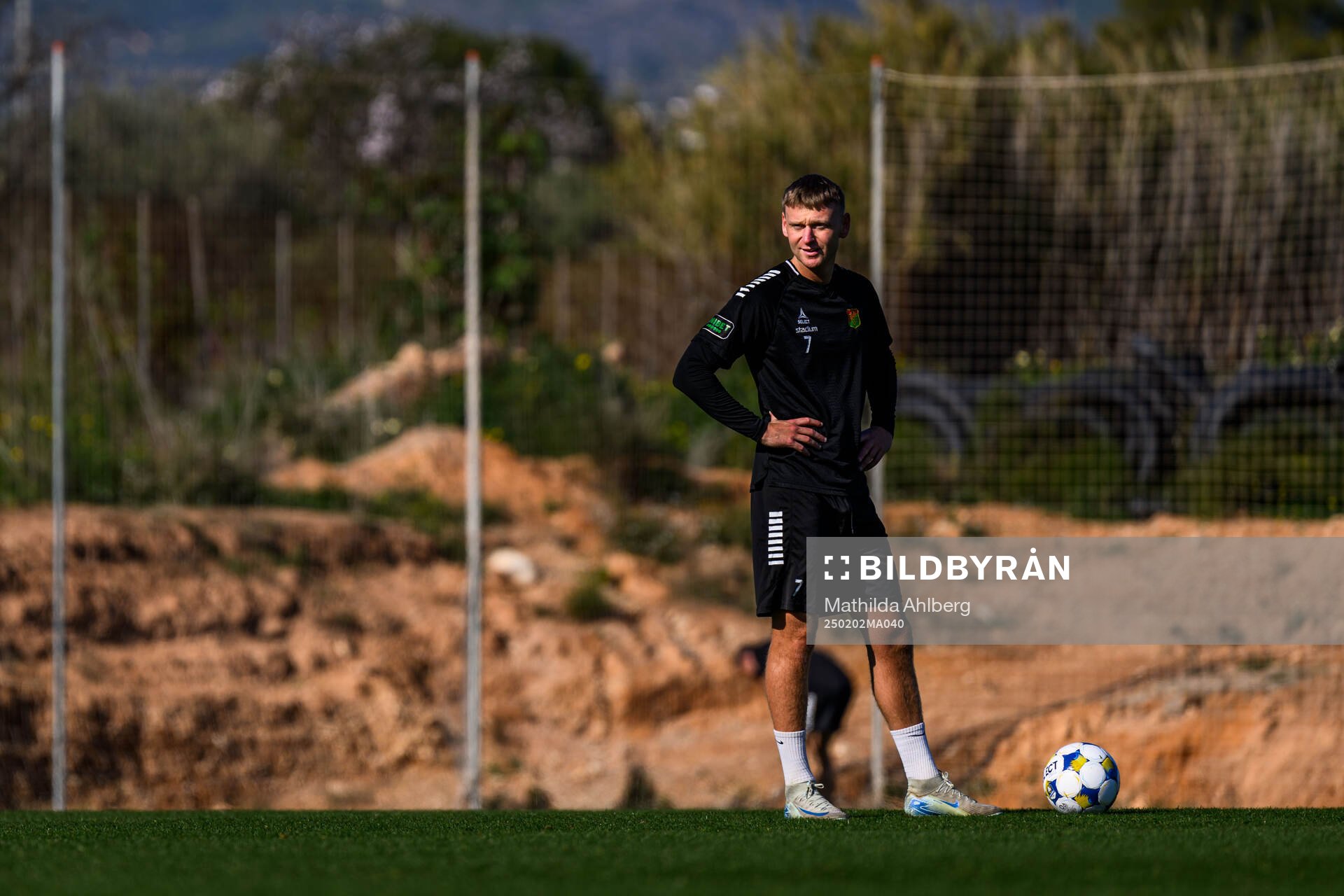 GAIS Joackim Åberg under en fotbollsträning med GAIS den 3 februari 2025 i Albir. 
