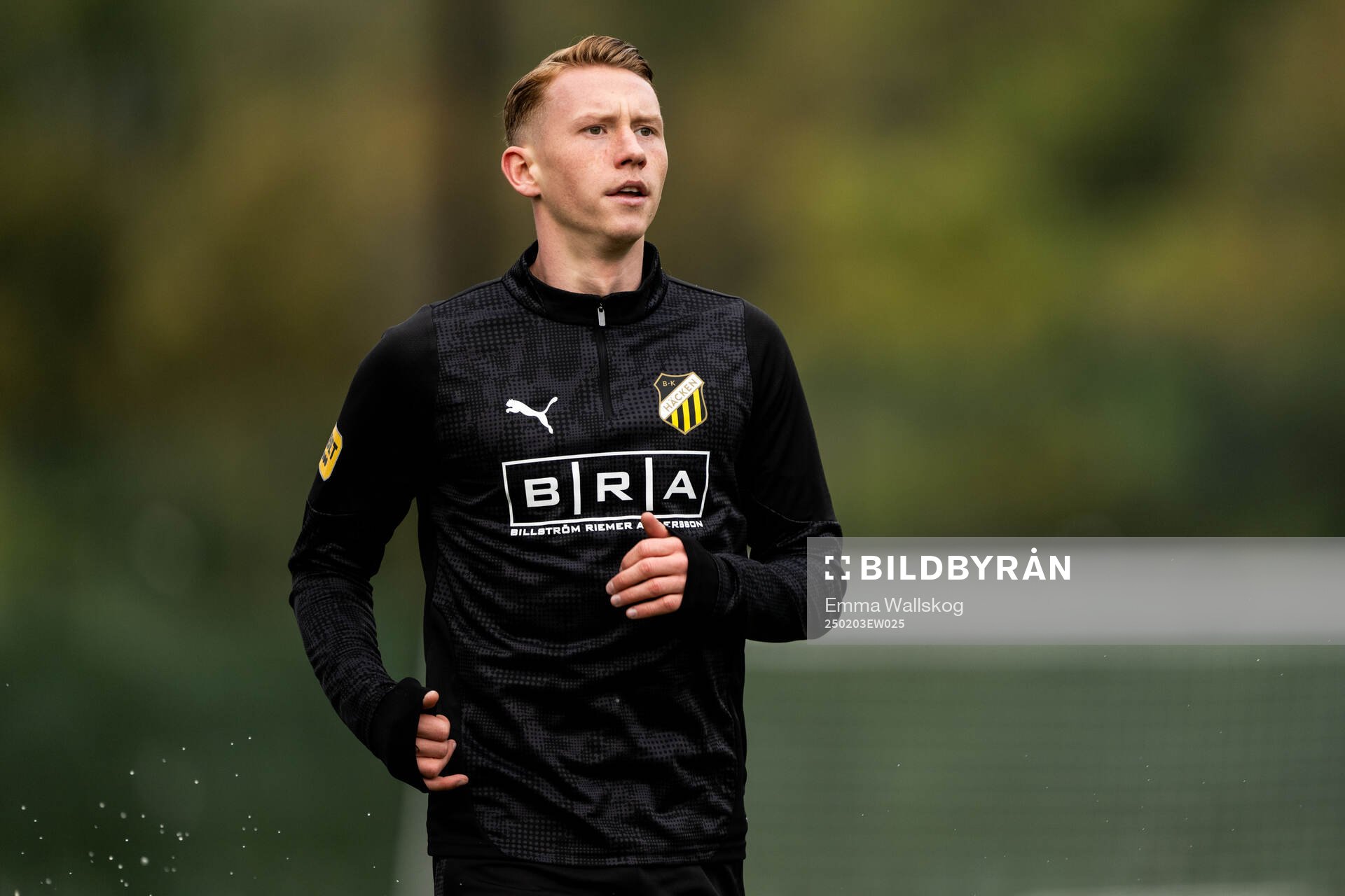 Häckens Julius Lindberg under en träning den 3 februari 2025 i Marbella. 