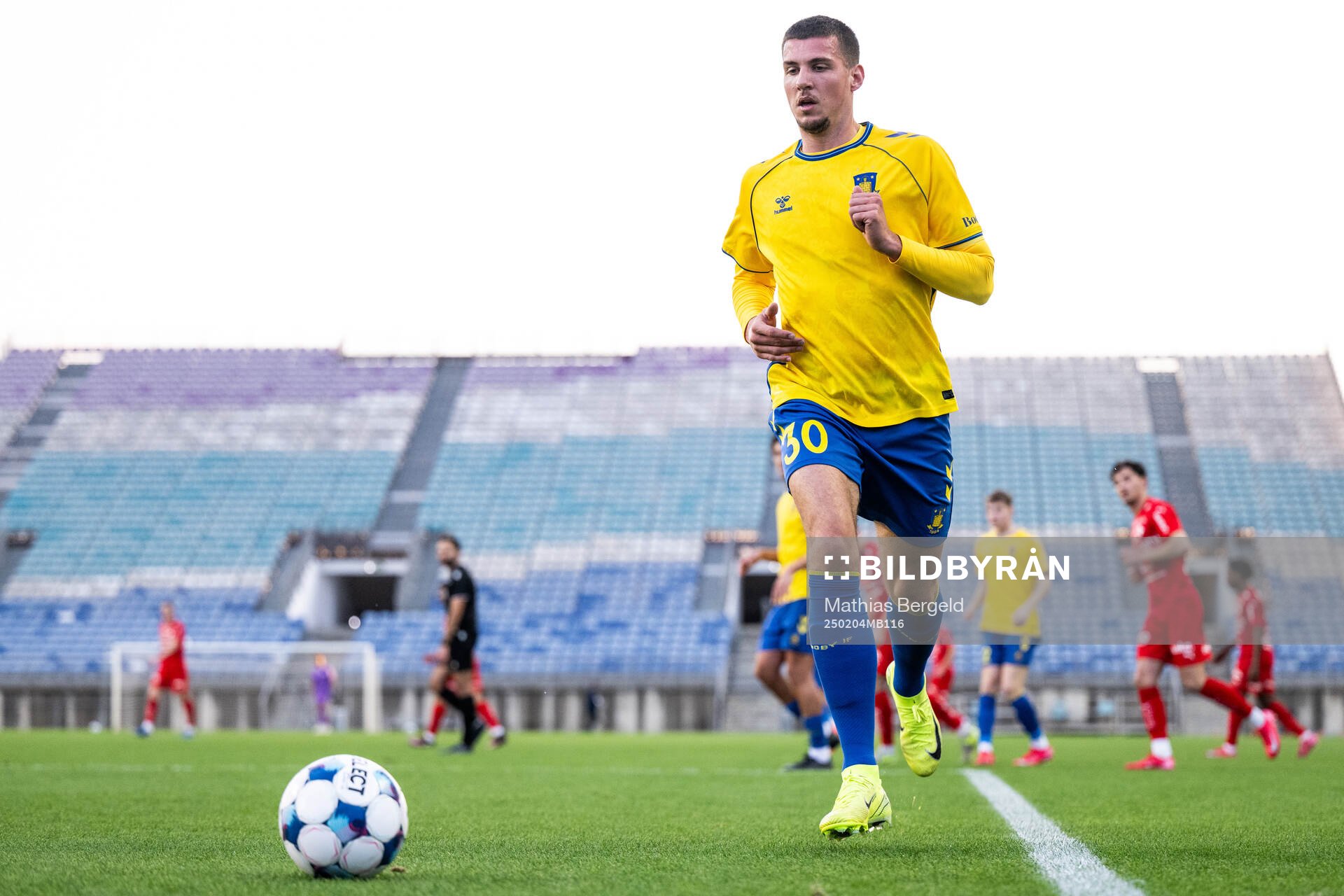 Jordi Vanlerberghe of Brøndby during the Atlantic Cup football match between Brøndby and Värnamo on February 4, 2025 in Faro. 