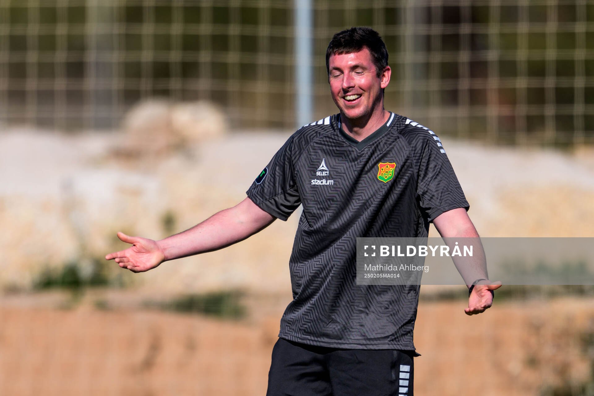 GAIS Gerard Nash har ont under en fotbollsträning med GAIS den 5 februari 2025 i Albir. 