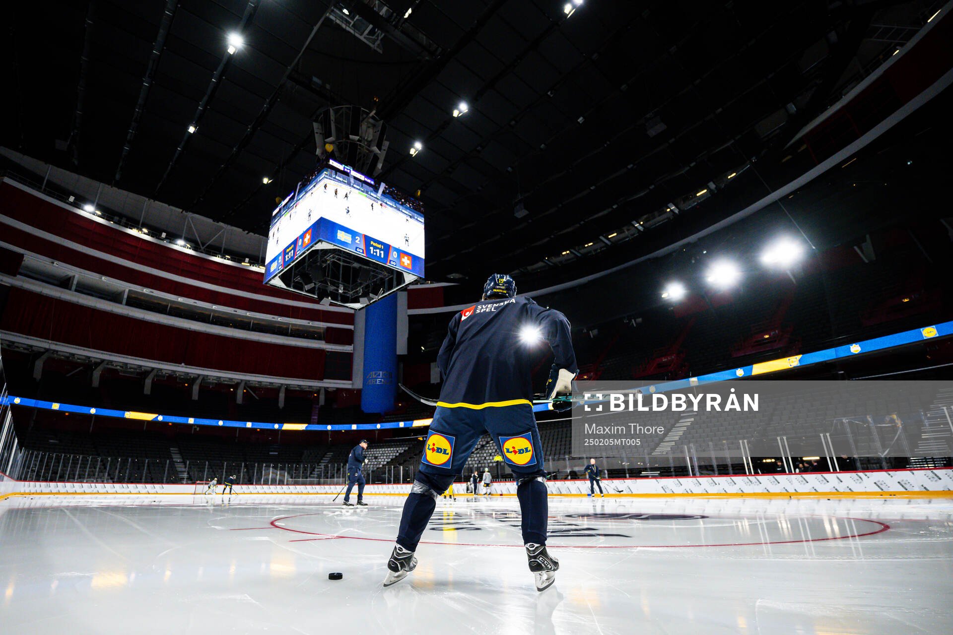 Oskar Steen of the Swedish national ice hockey team enters