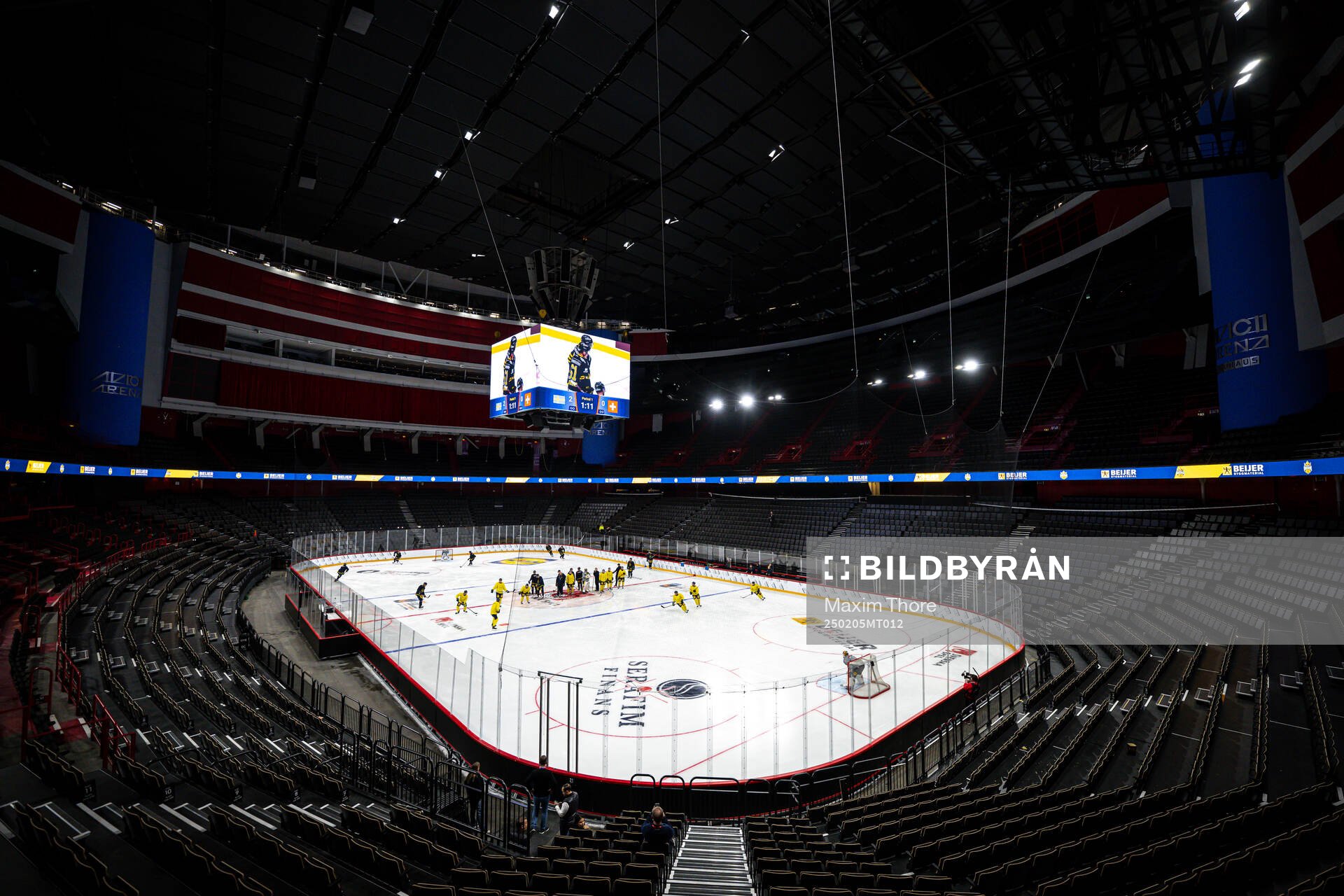 General interior view over Avicii Arena at a practice