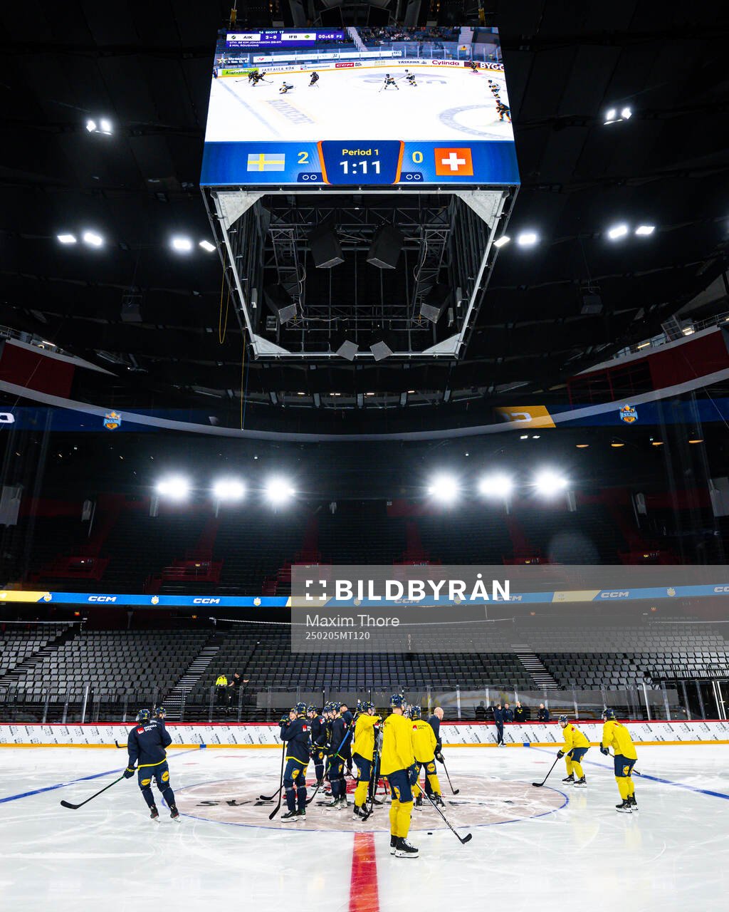 General interior view over Avicii Arena at a practice