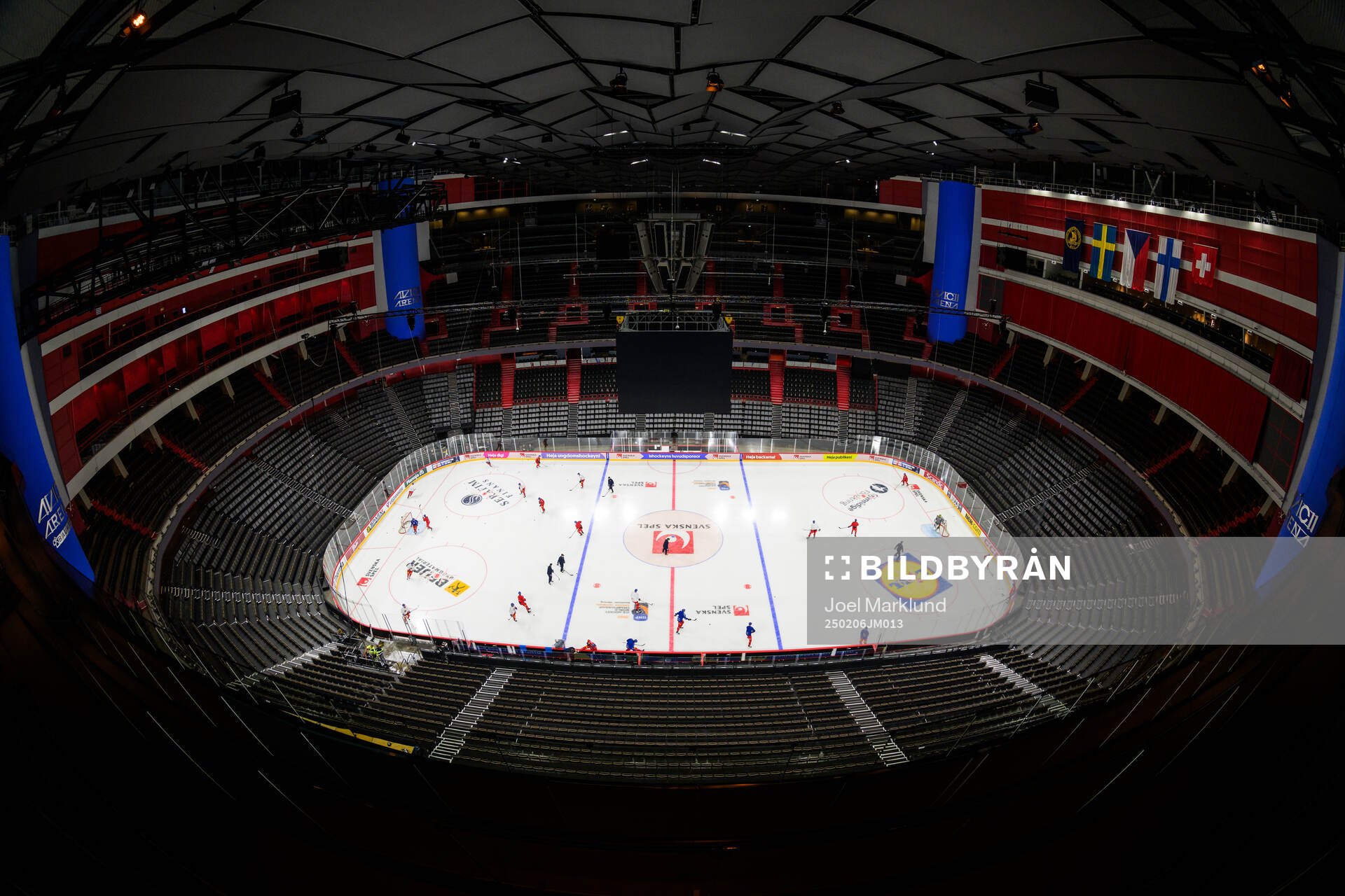 Interior view of Avicii Arena at a press event for the 2025