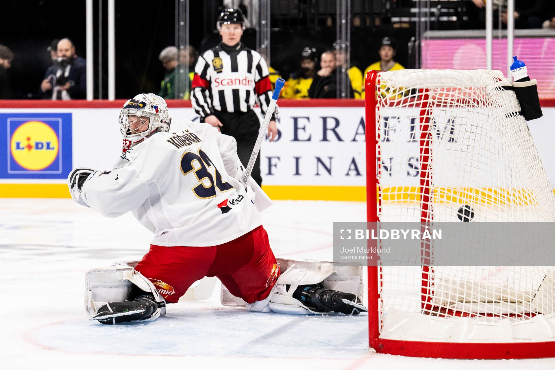 Goaltender Josef Korenar of Czech Republic let in the 1-1