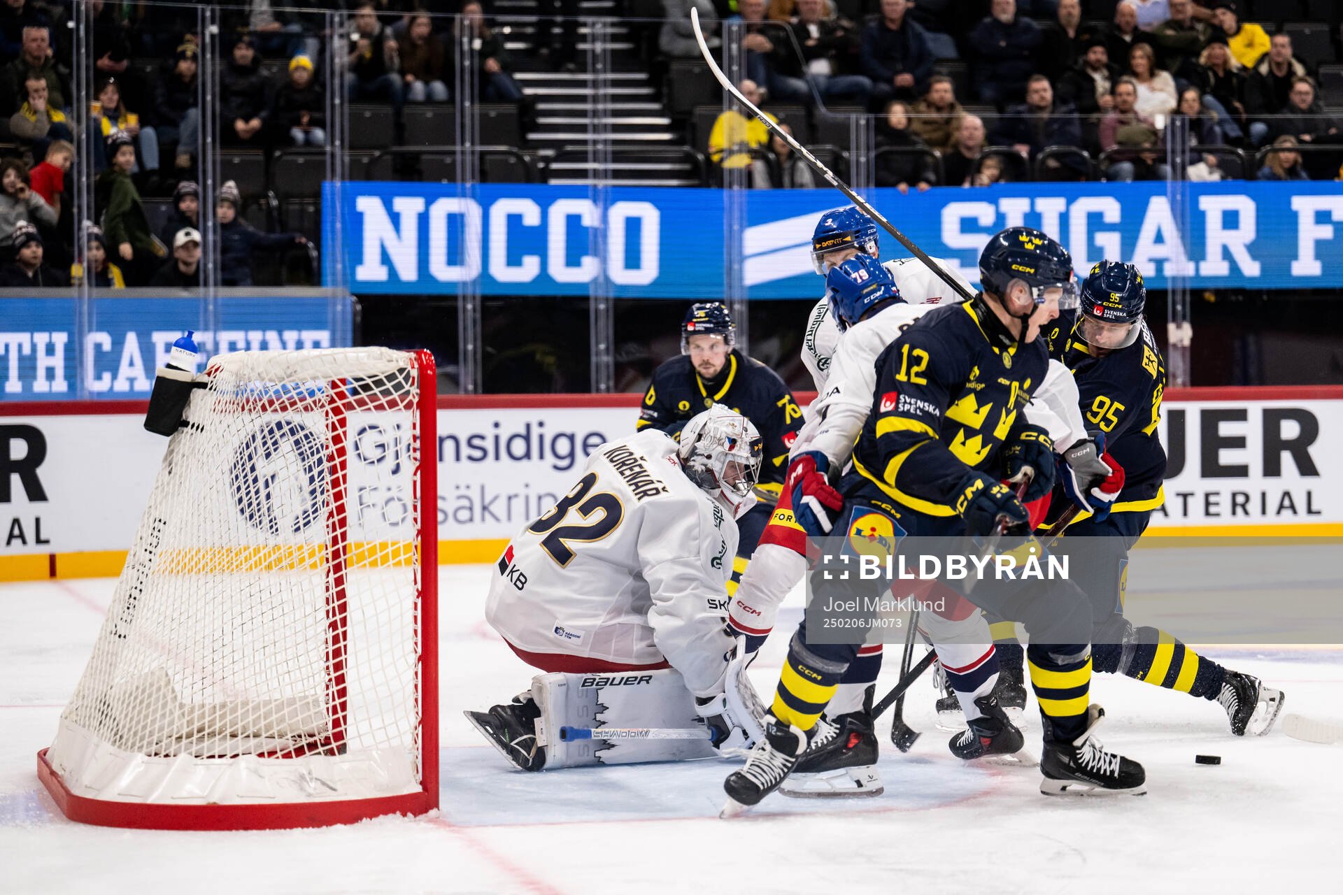 Goaltender Josef Korenar of Czech Republic against Jonathan