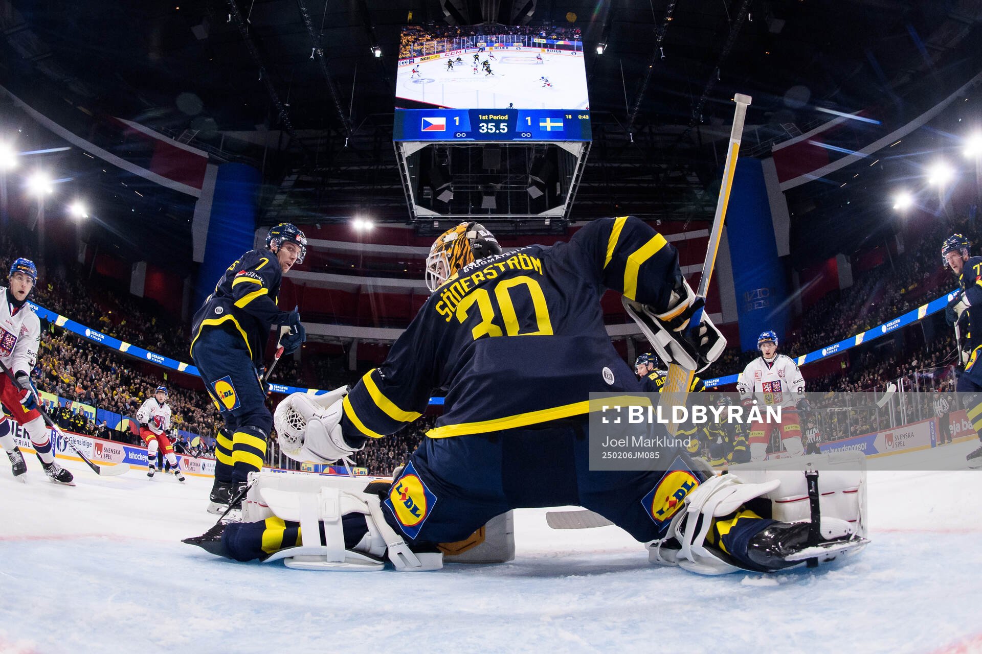 Goaltender Linus Söderström of Sweden