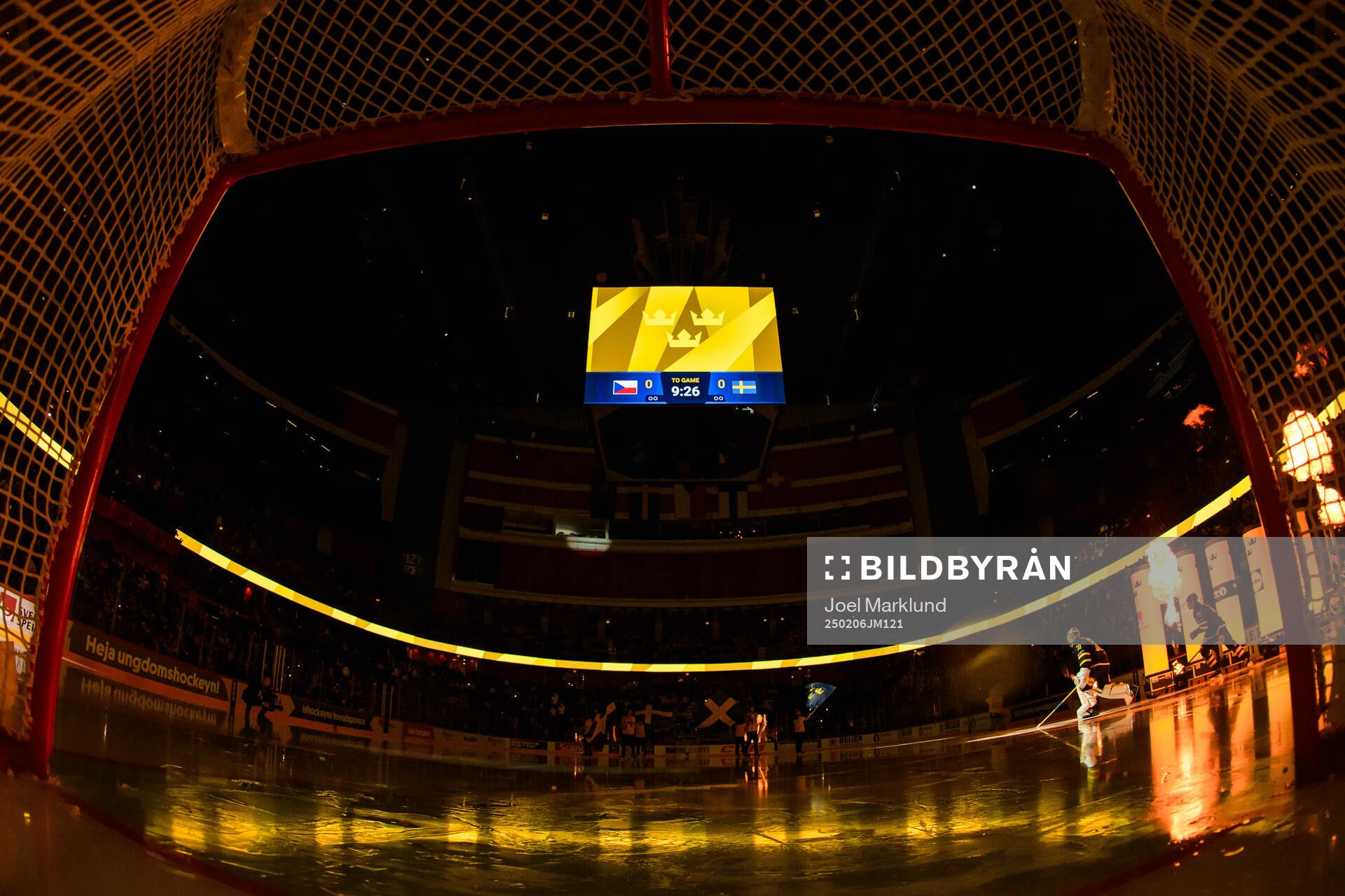 Goaltender Linus Söderström of Sweden enters the ice for