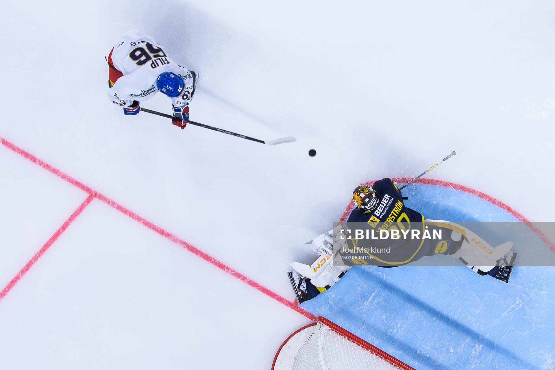 Matyas Filip of Czech Republic shoots against goaltender