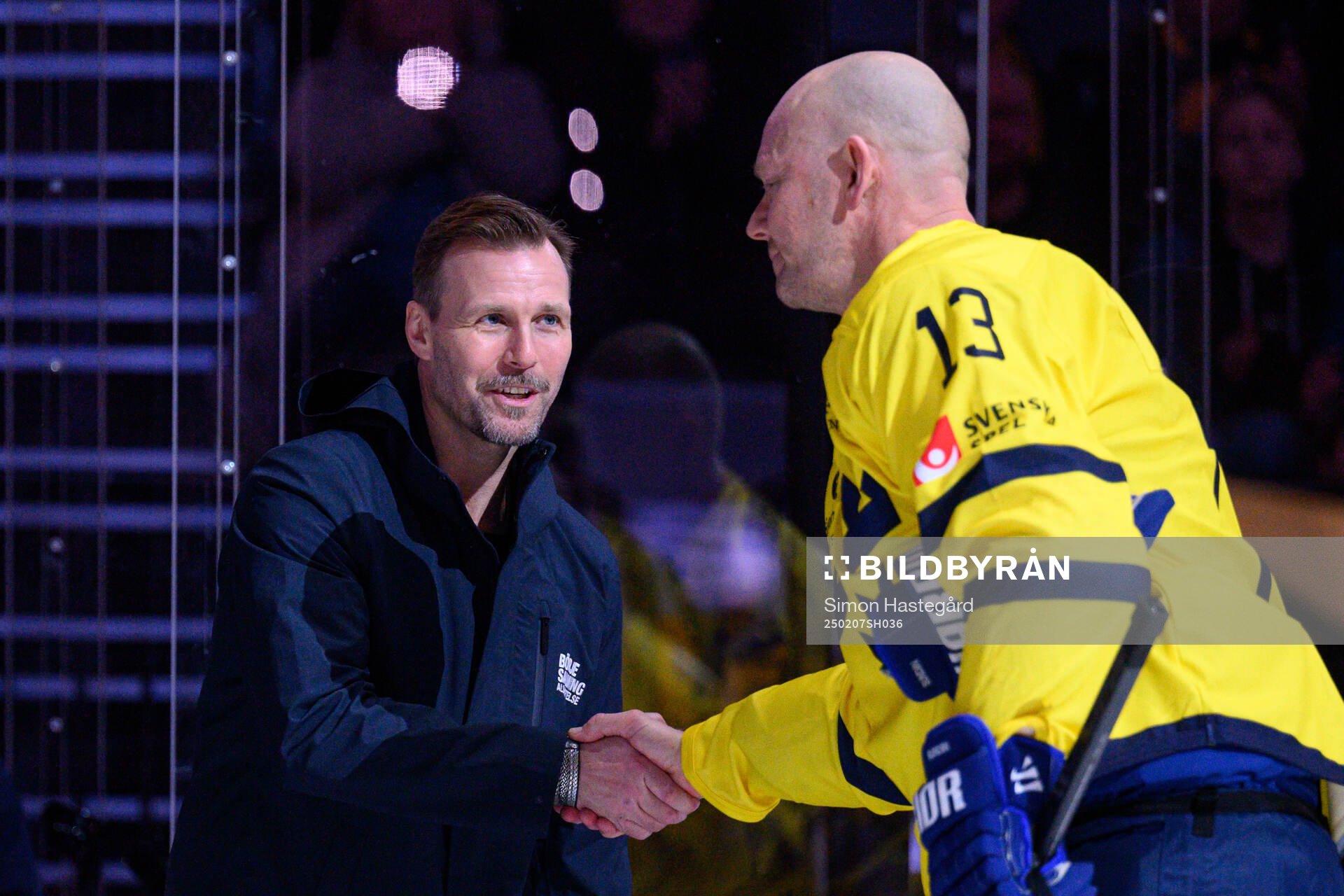Ceremonial first puck with Anders Salming, Jari Kurri of