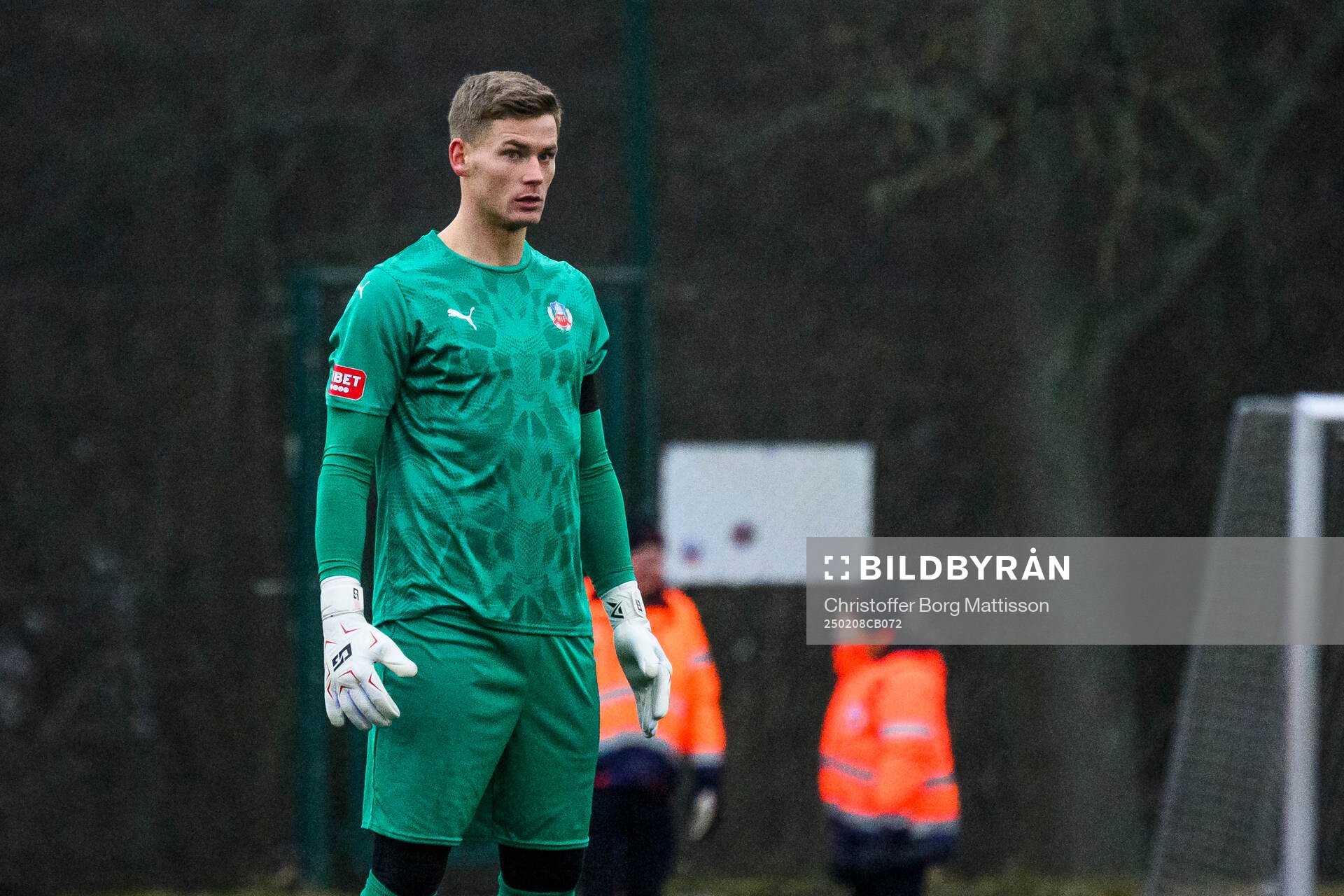 Helsingborgs Johan Brattberg under träningsmatchen i fotboll mellan Helsingborg och Örgryte den 8 februari 2025 i Helsingborg.