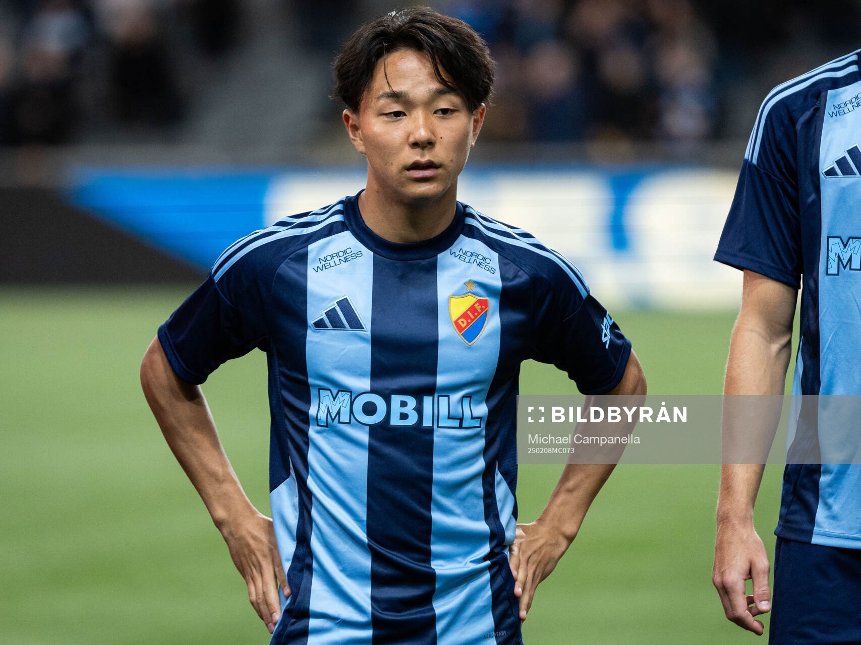 Djurgårdens Keita Kosugi under träningsmatchen i fotboll mellan Djurgården och Ilves den 8 februari 2025 i Stockholm. 