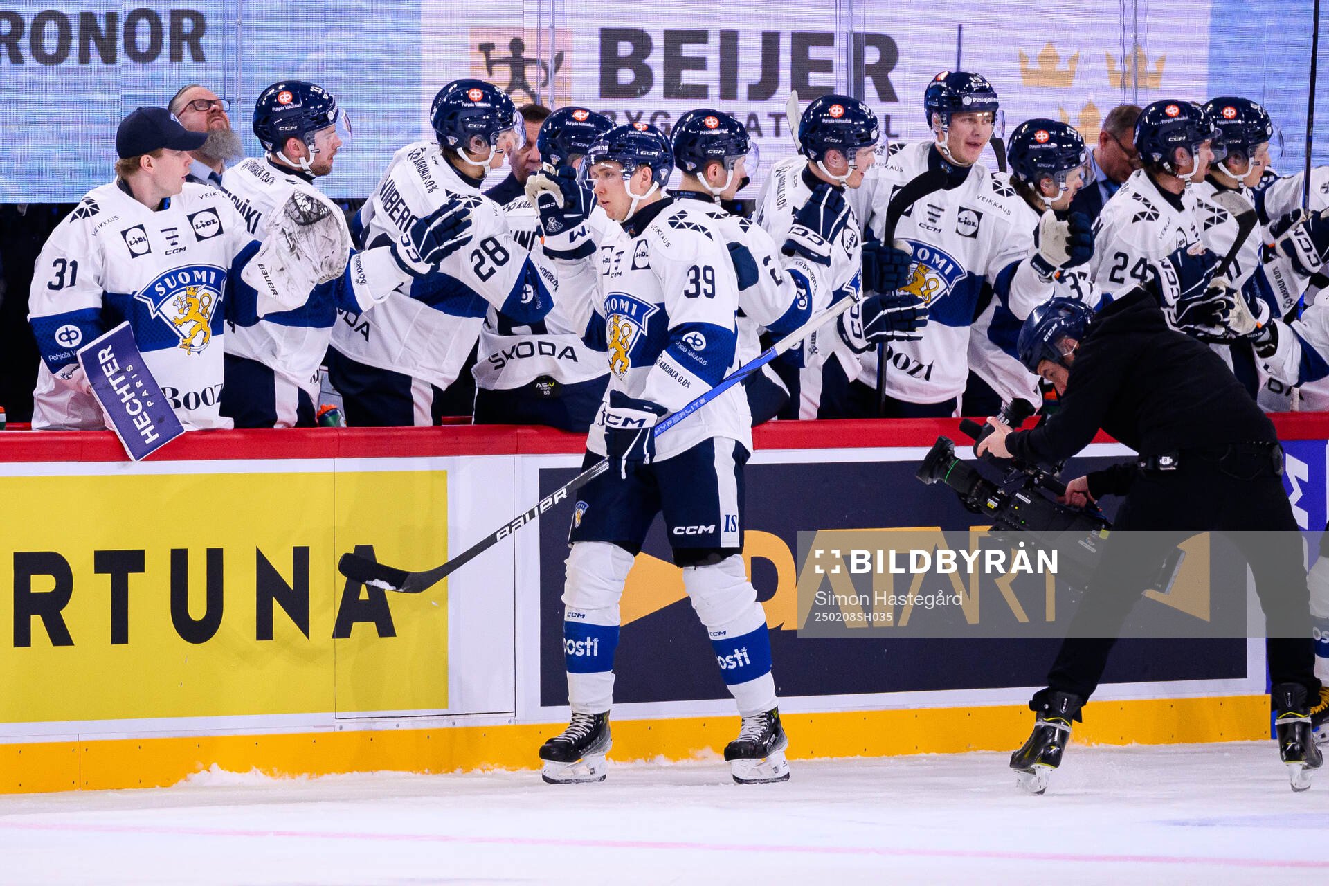 Sebastian Repo of Finland celebrate the 2-0 goal