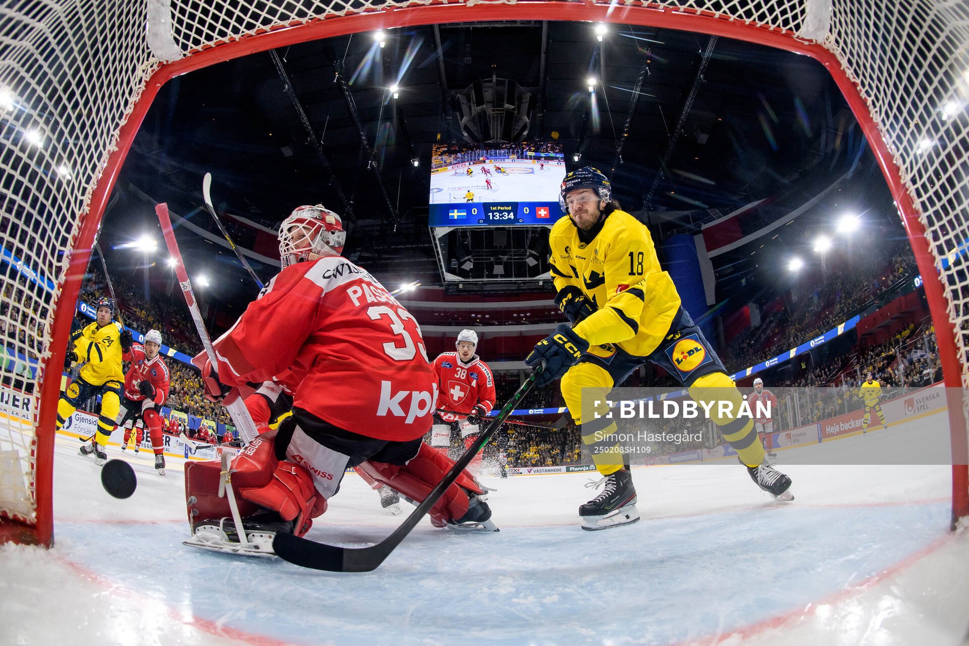Filip Berglund of Sweden, not pictured, scores the 1-0 goal
