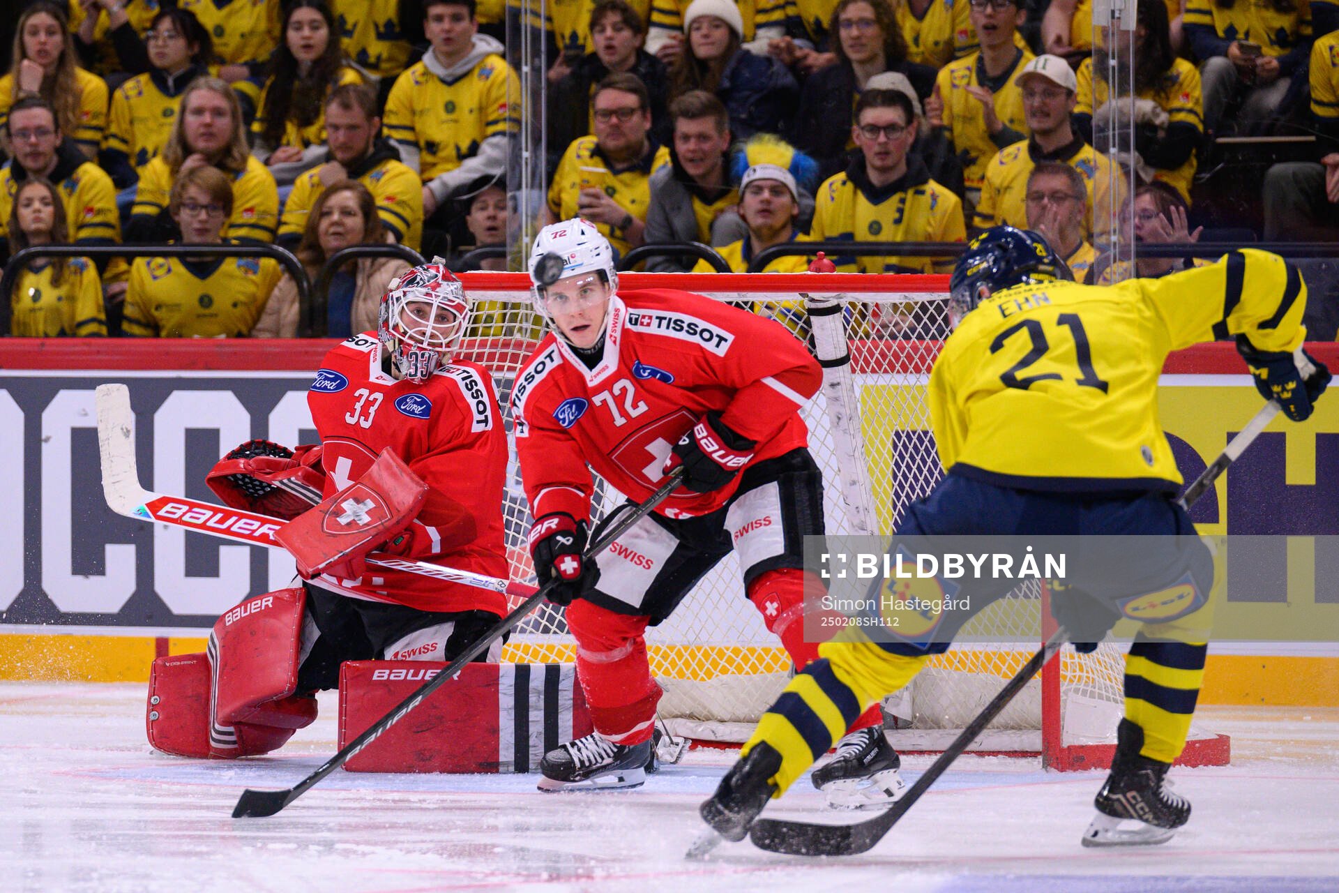 Goaltender Kevin Pasche and Dominik Egli of Switzerland