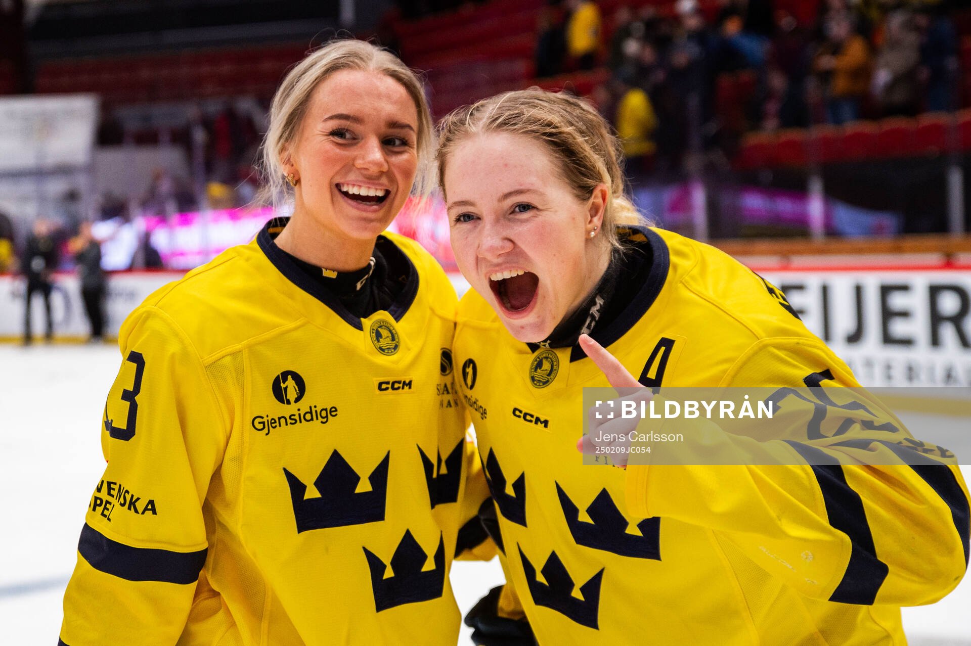 Wilma Sundin and Lina Ljungblom of Sweden celebrate