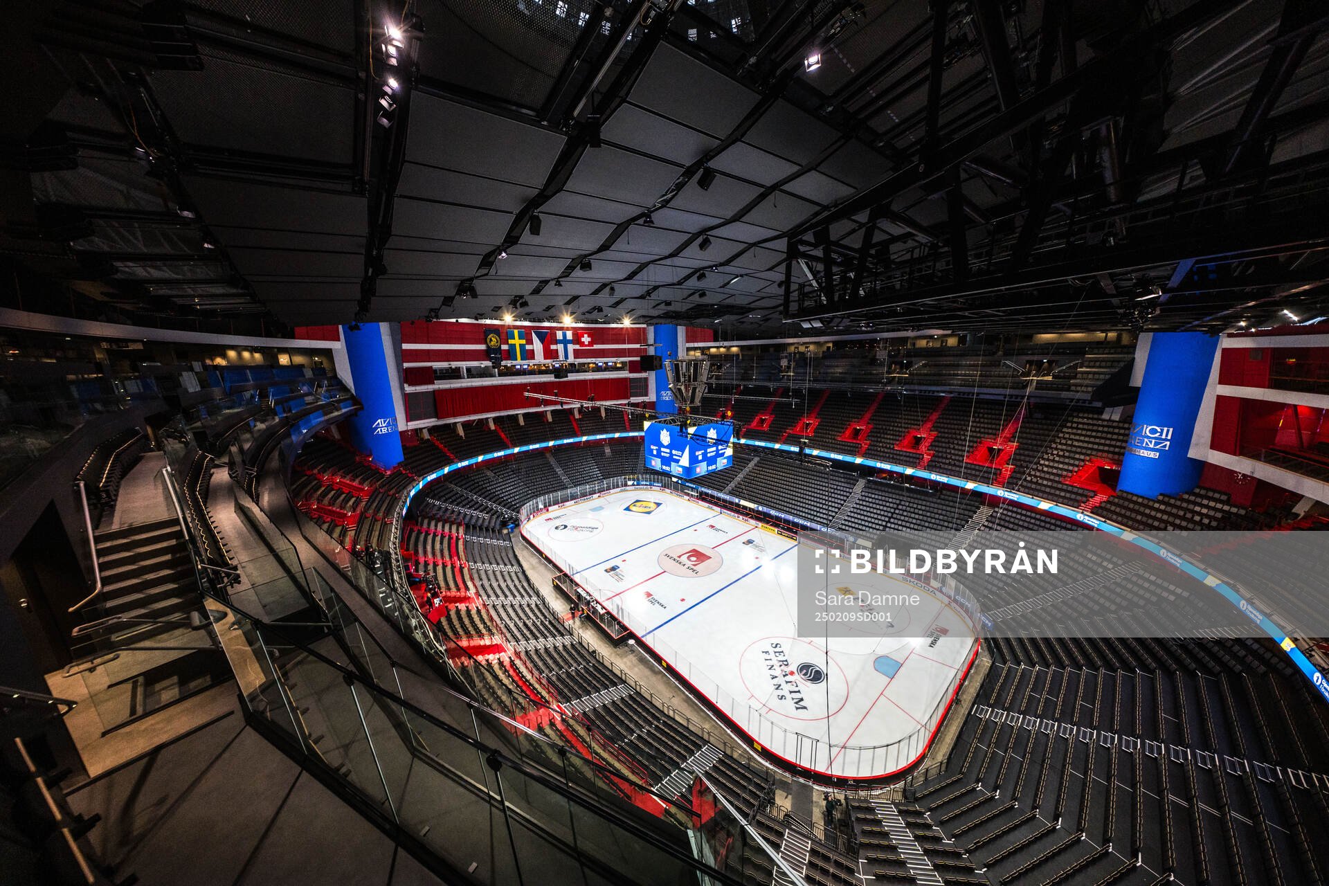 General interior view of Avicii Arena from the top seat rows