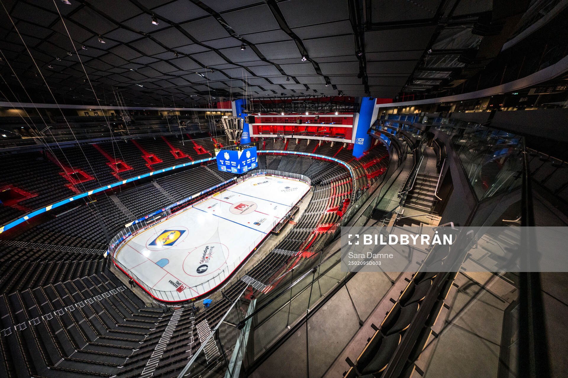 General interior view of Avicii Arena from the top seat rows