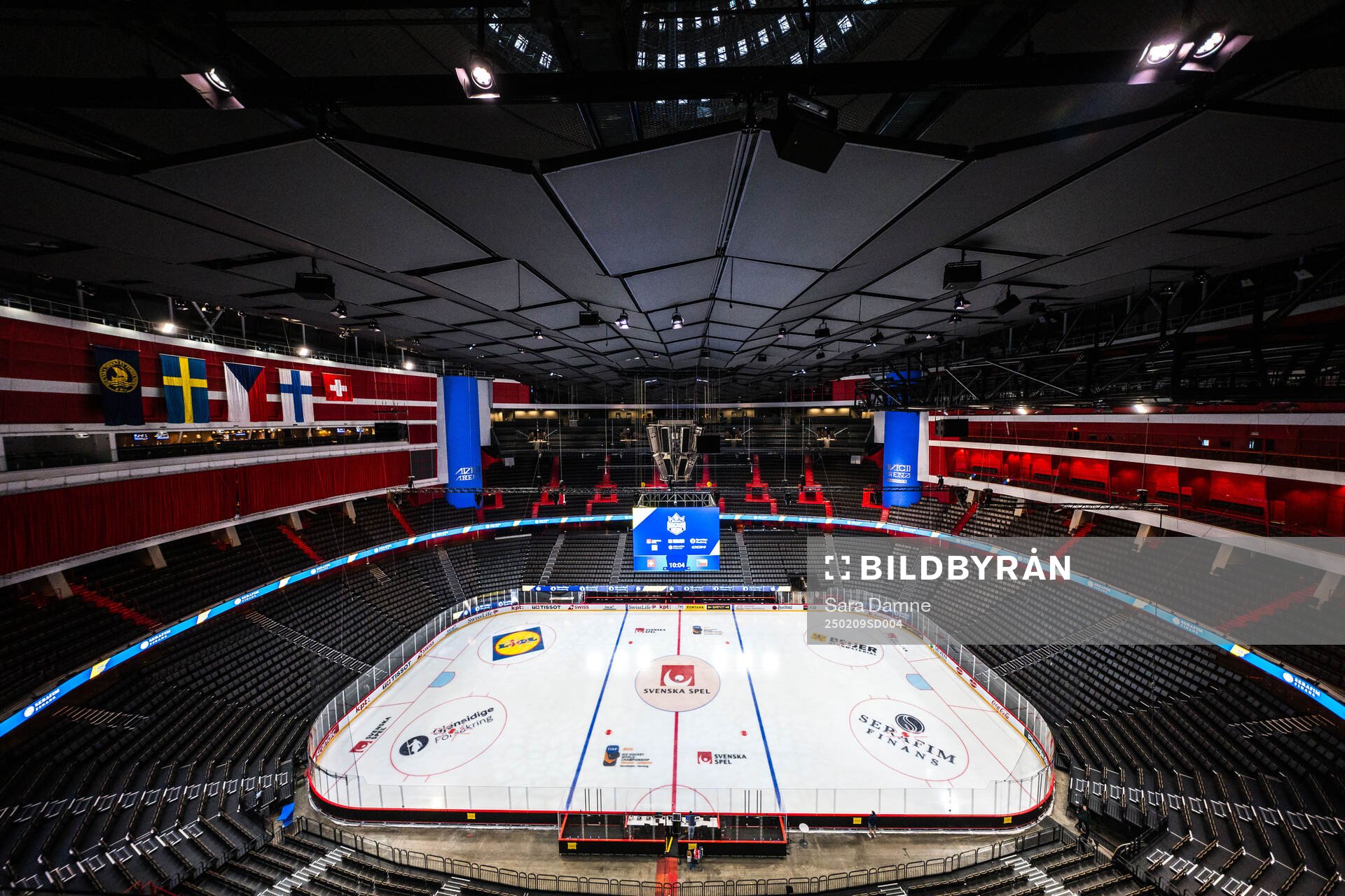 General interior view of Avicii Arena from the top seat rows