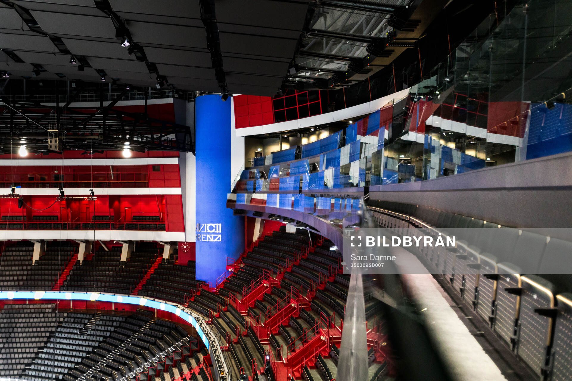 General interior view of Avicii Arena from the top seat rows