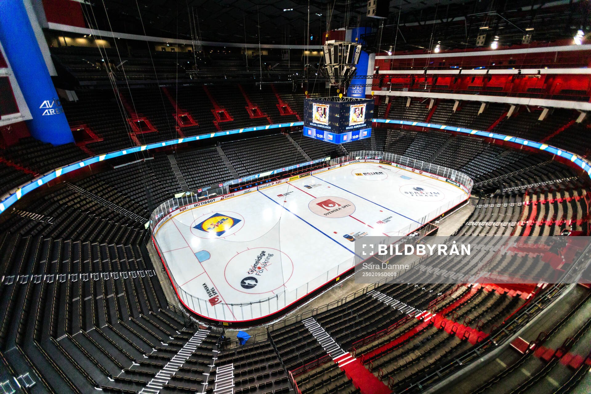 General interior view of Avicii Arena from the top seat rows