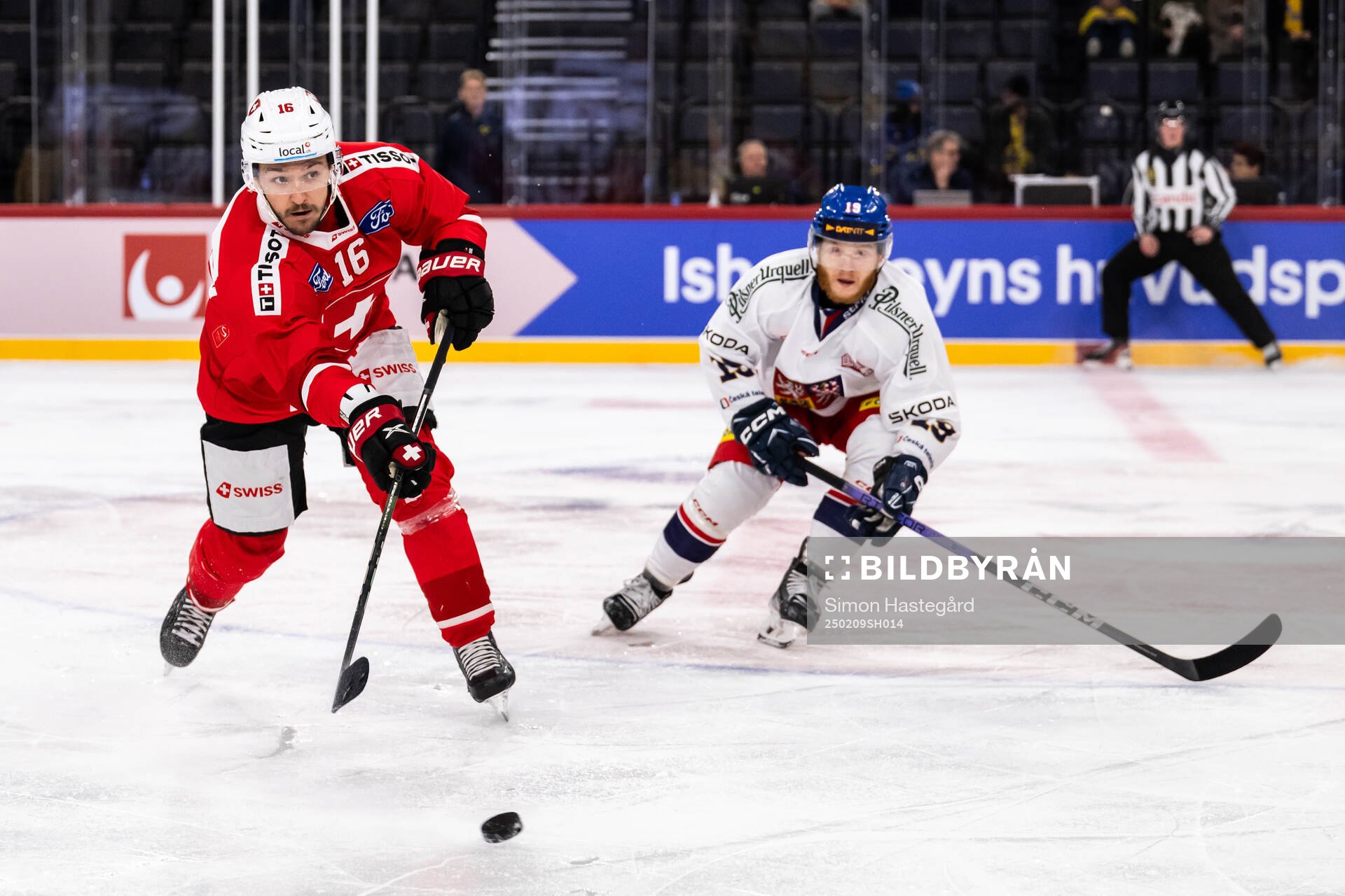 David Aebischer of Switzerland and Oscar Flynn of Czech