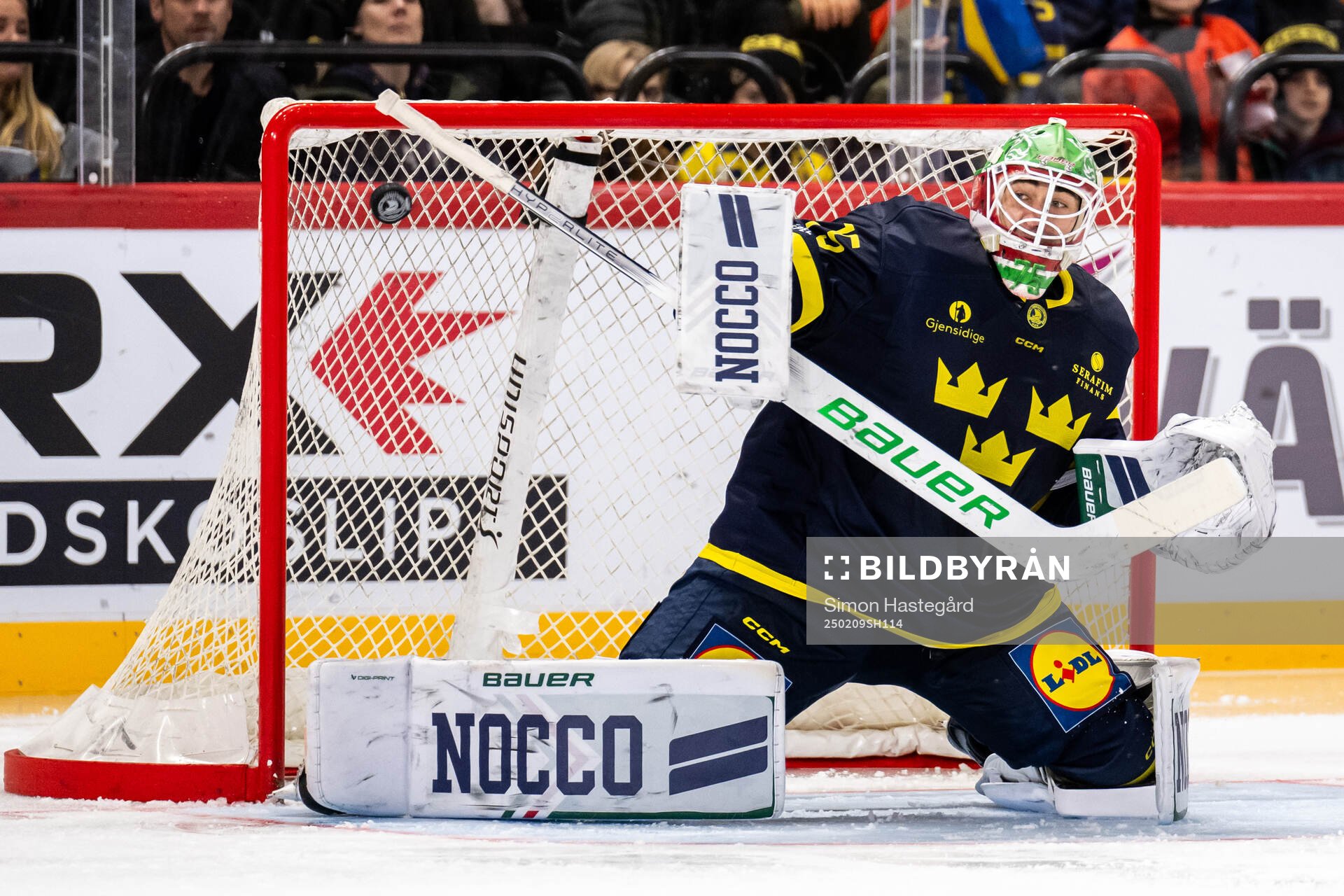 Matias Mäntykivi of Finland (not in picture) scores the