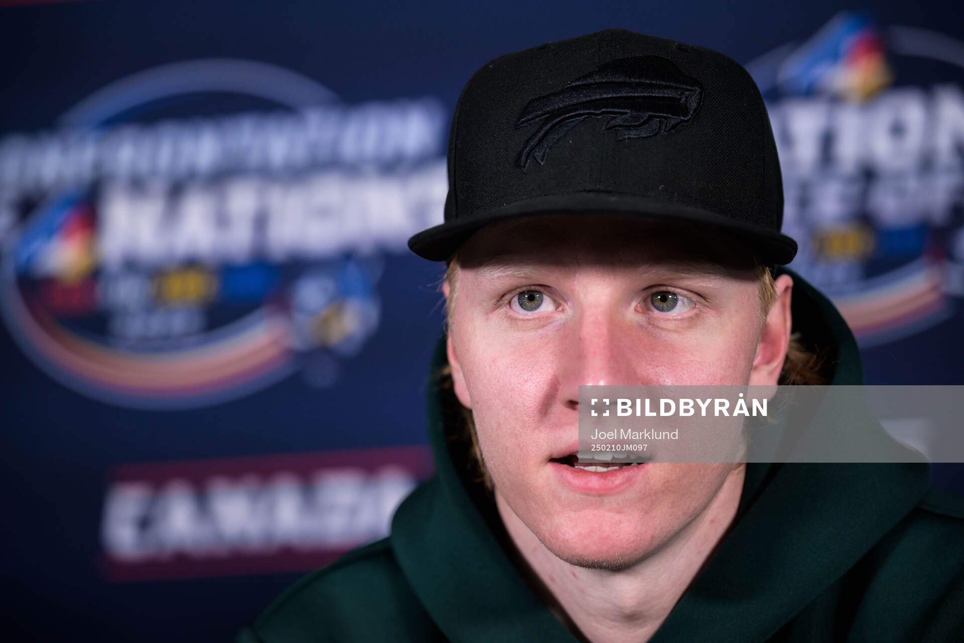 Rasmus Dahlin of Sweden being interviewed by media