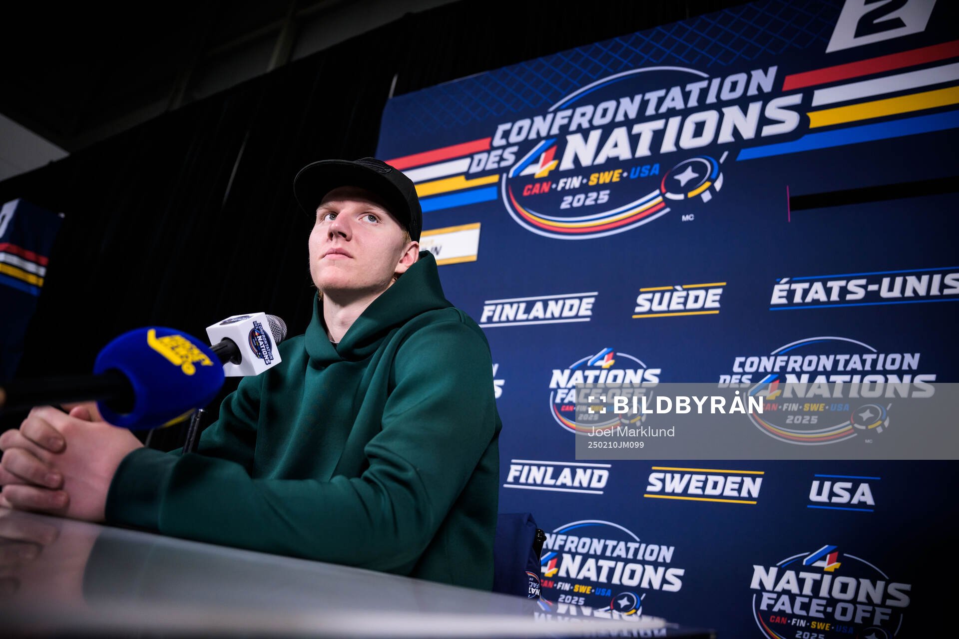 Rasmus Dahlin of Sweden being interviewed by media