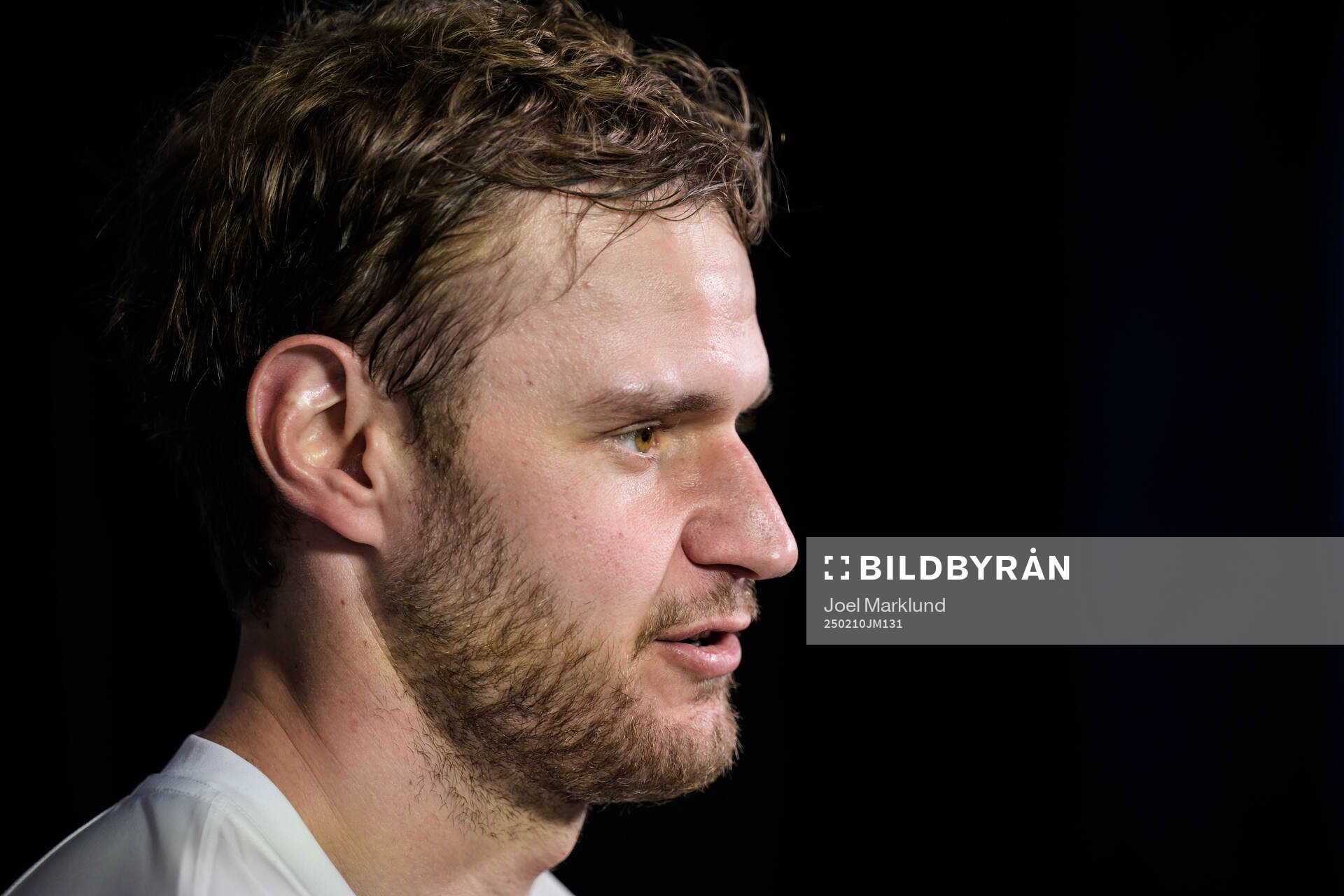 Aleksander Barkov of Finland is being interviewed by media