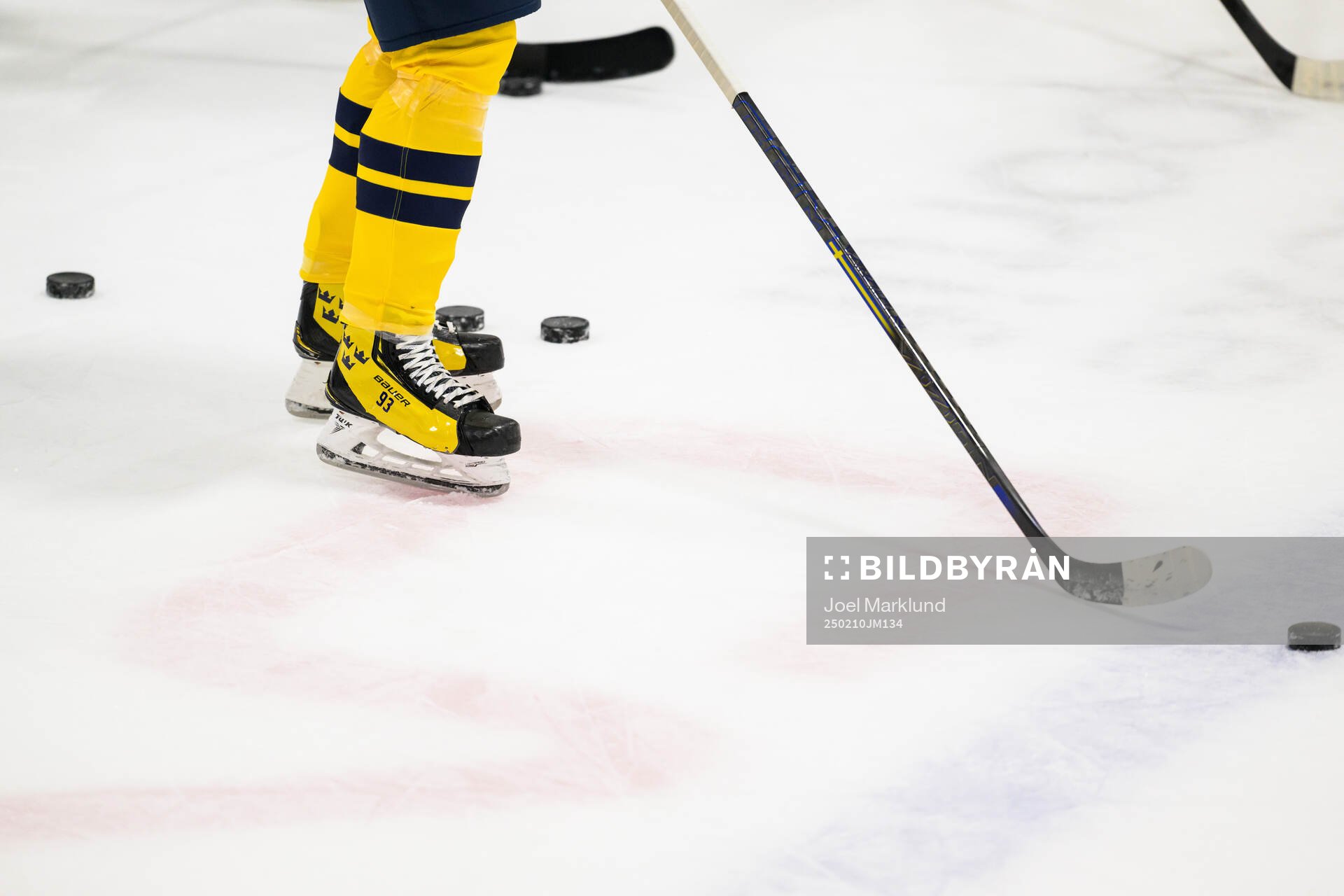 Skates of Mika Zibanejad of Sweden at a practice session