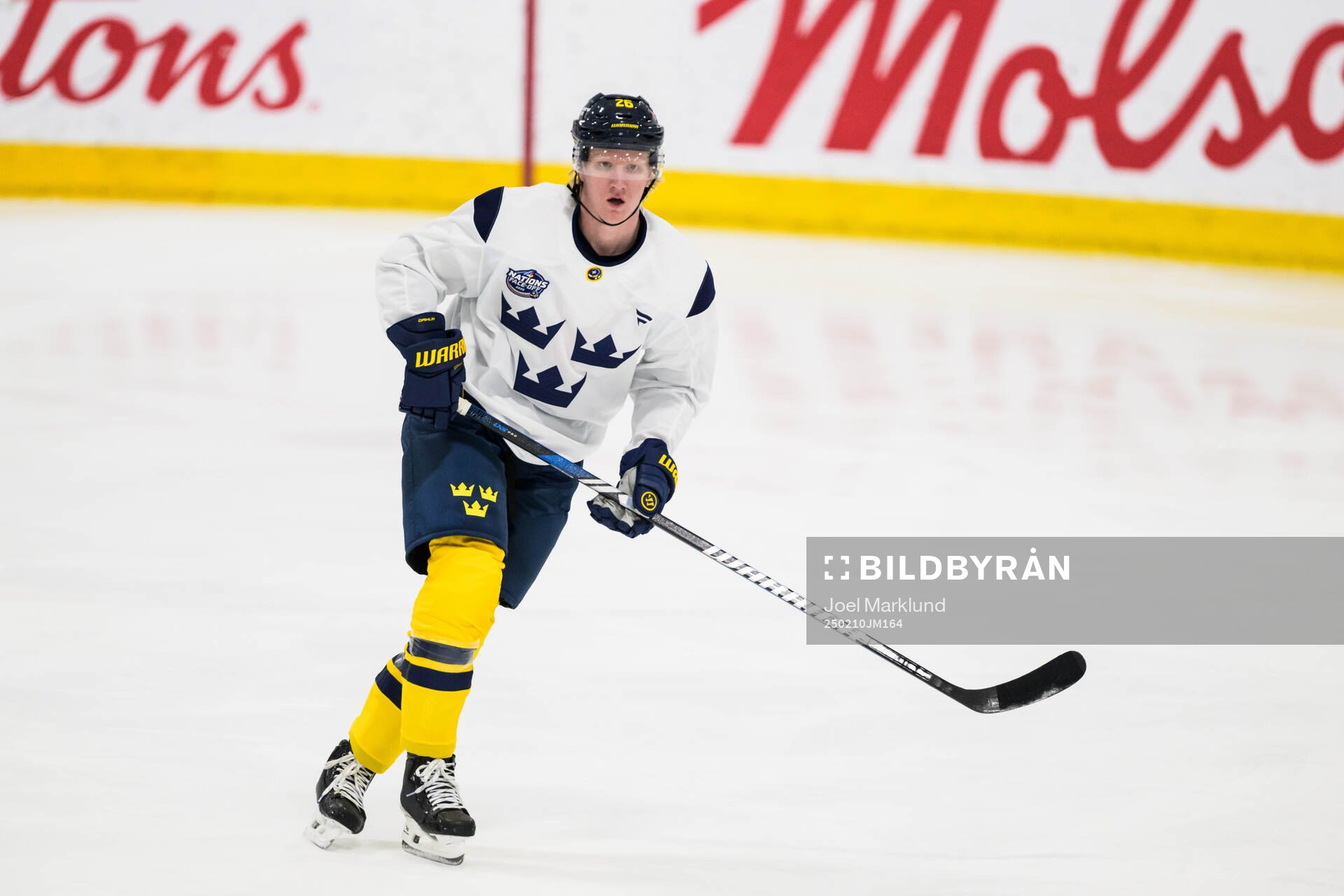 Rasmus Dahlin of Sweden at a practice session