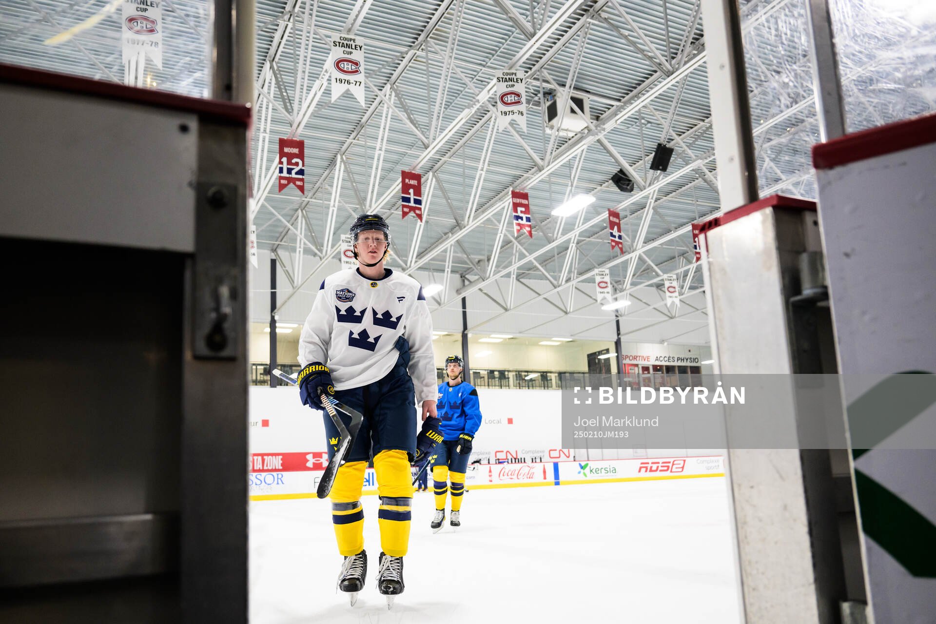 Rasmus Dahlin of Sweden at a practice session