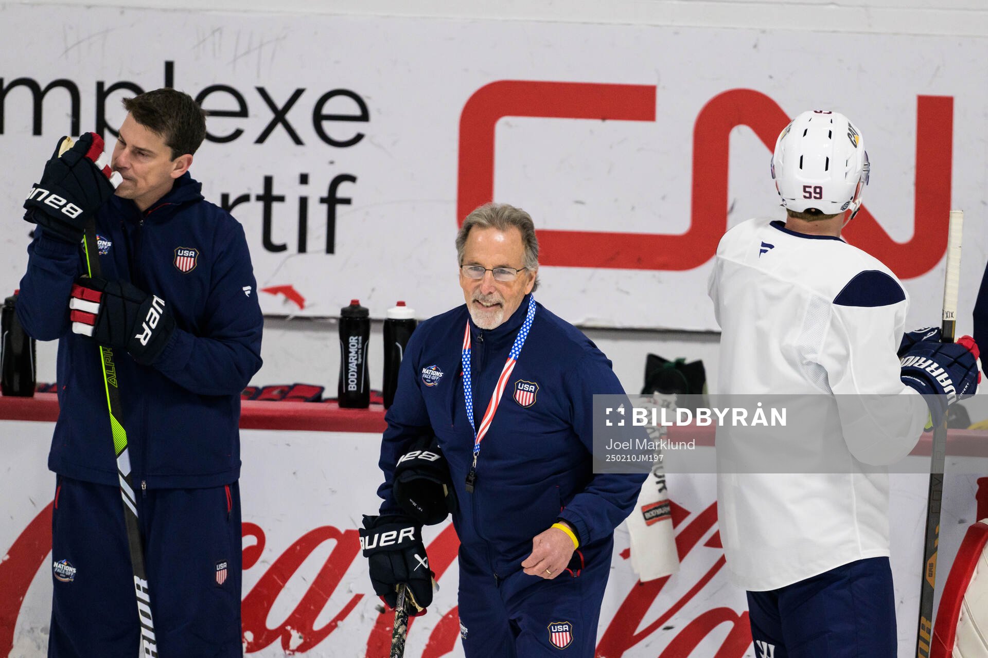 Assistant coach John Tortorella of USA at a practice session