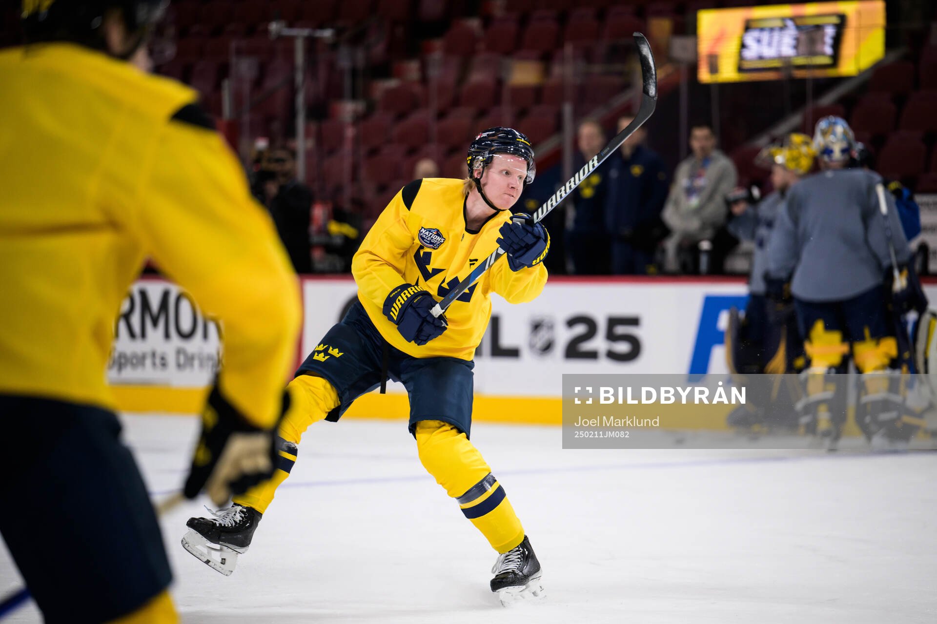 Rasmus Dahlin of Sweden at a practice session