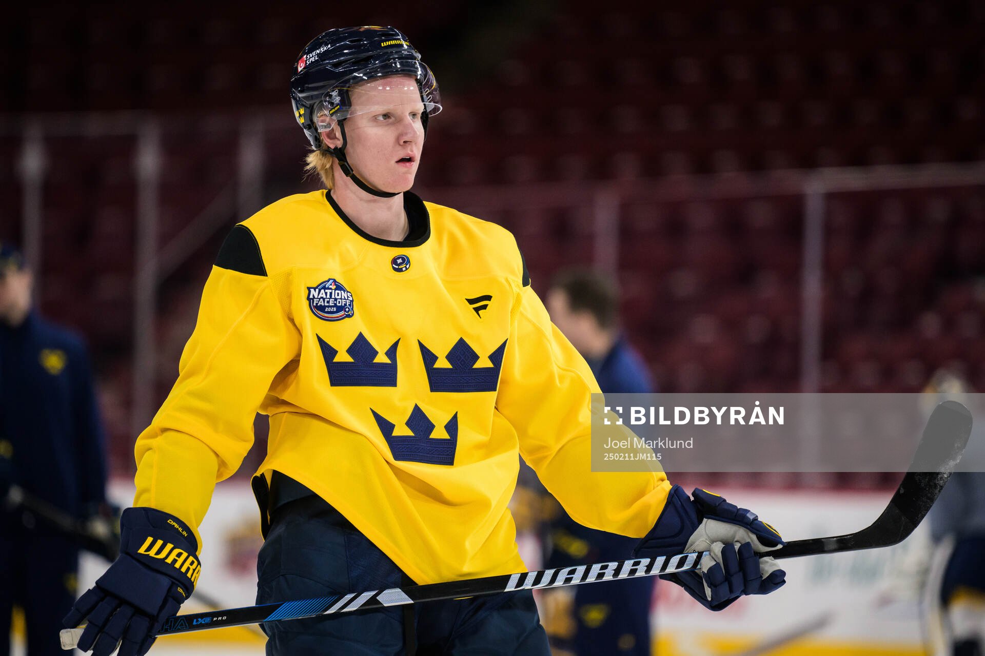 Rasmus Dahlin of Sweden at a practice session