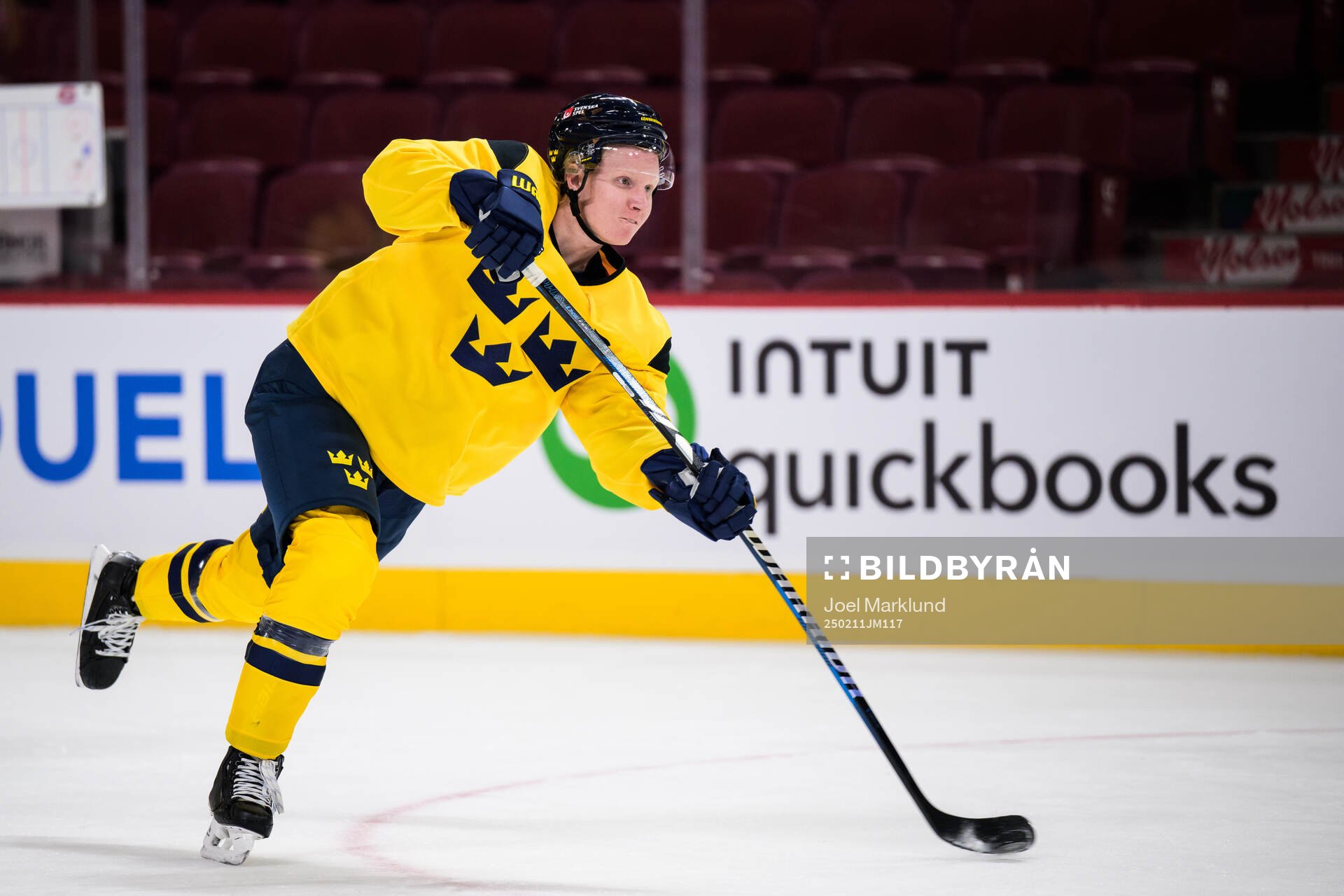 Rasmus Dahlin of Sweden at a practice session