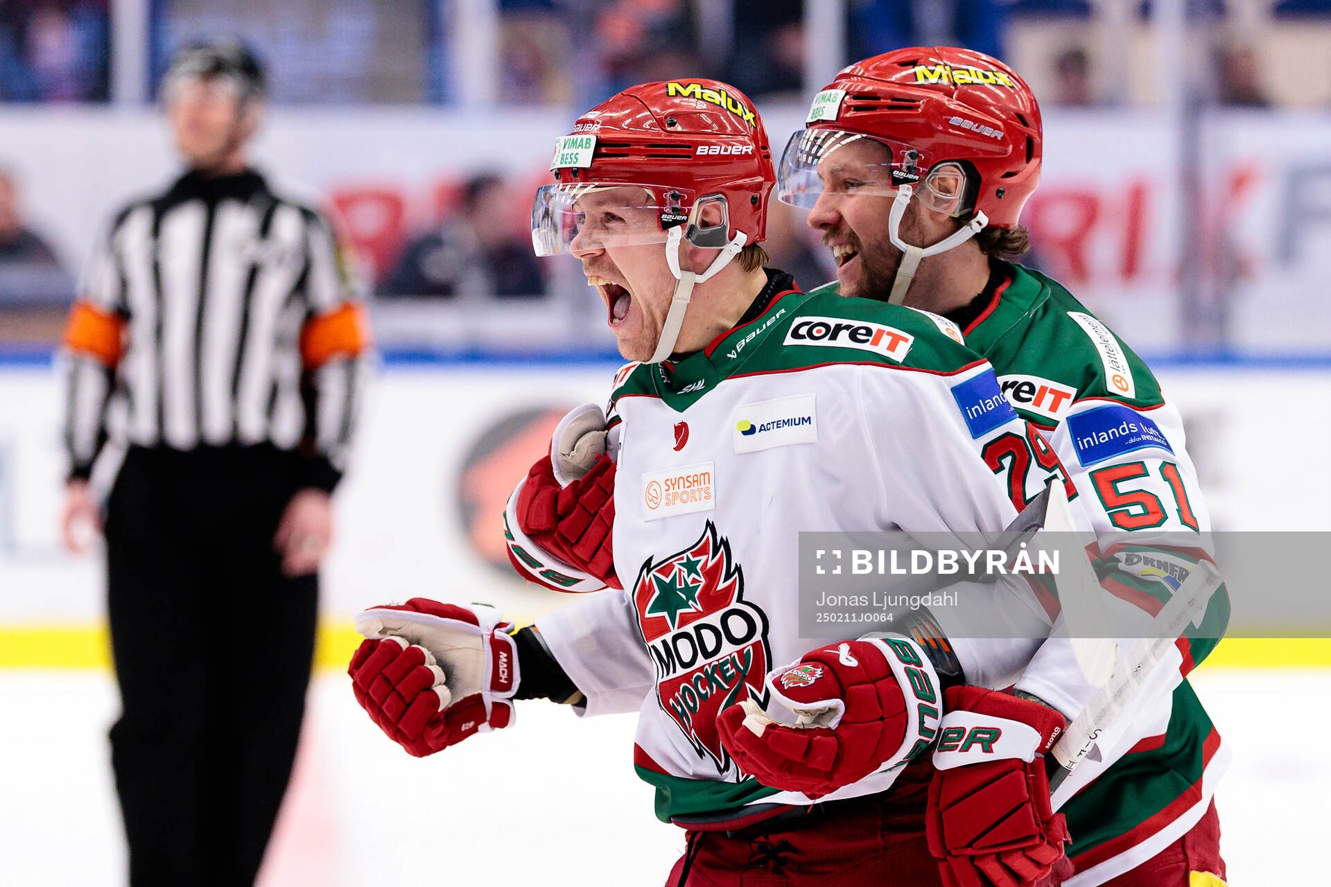 Modos Mikkel Aagaard och Victor Berglund jublar