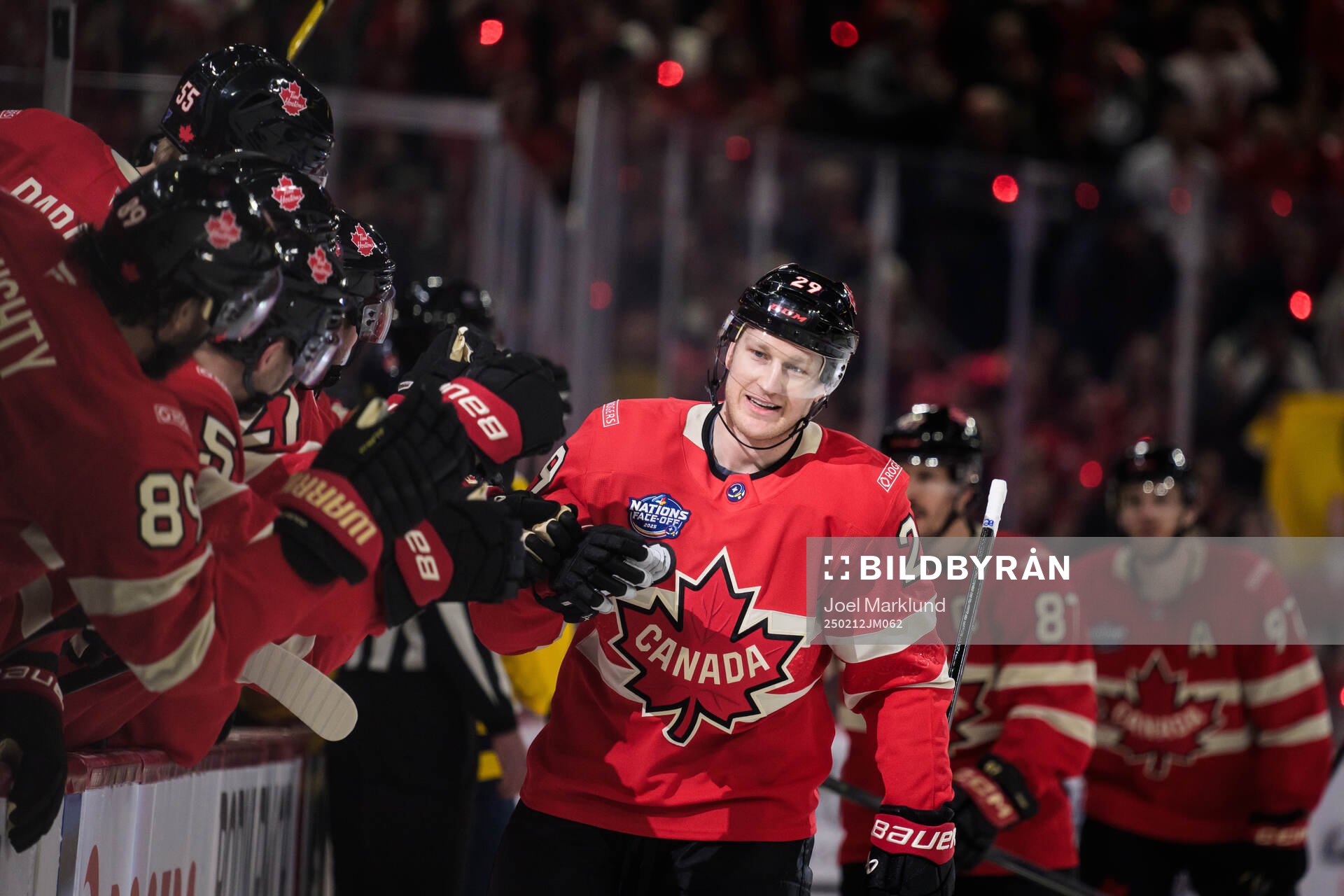 Nathan MacKinnon of Canada celebrates