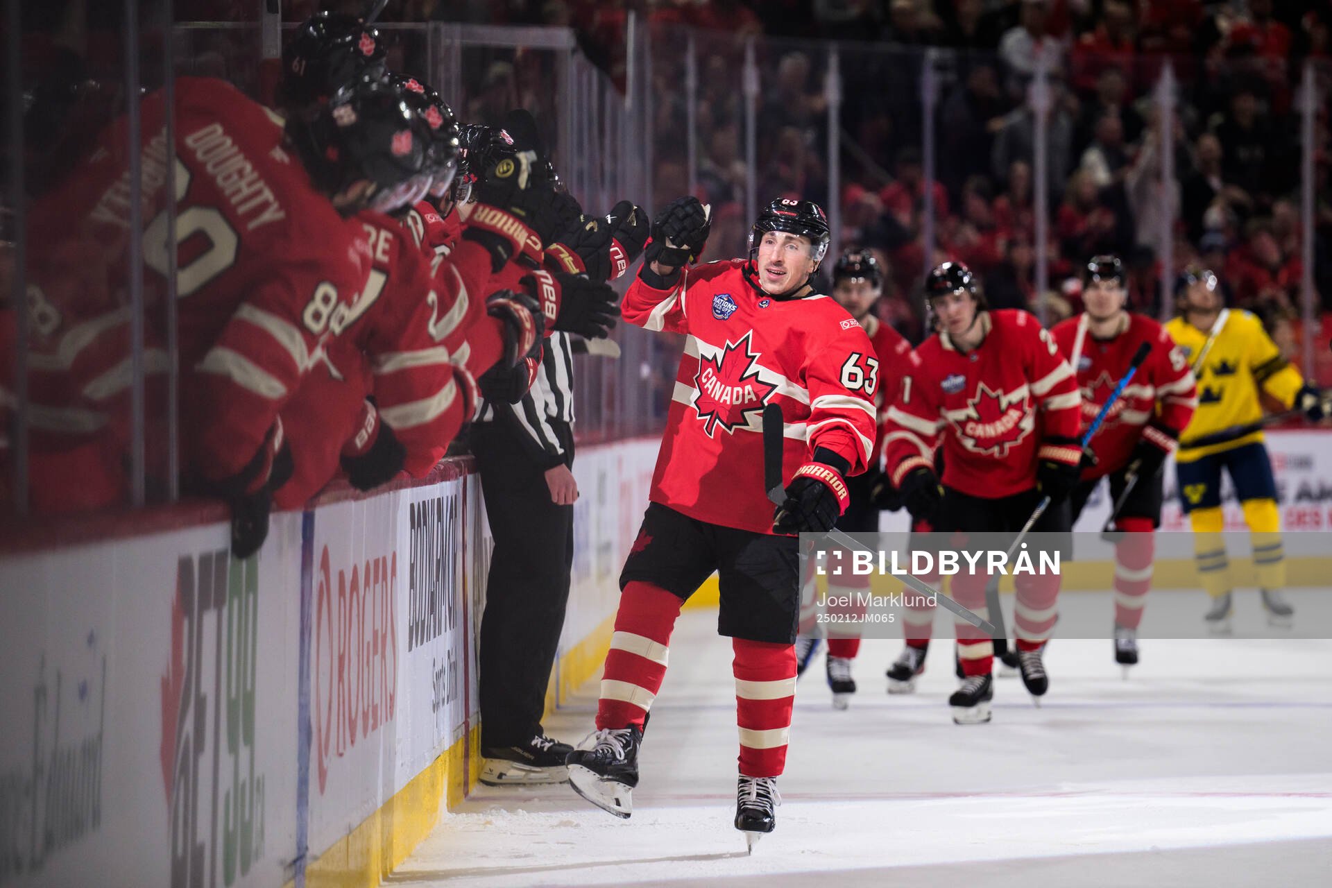 Brad Marchand of Canada celebrates