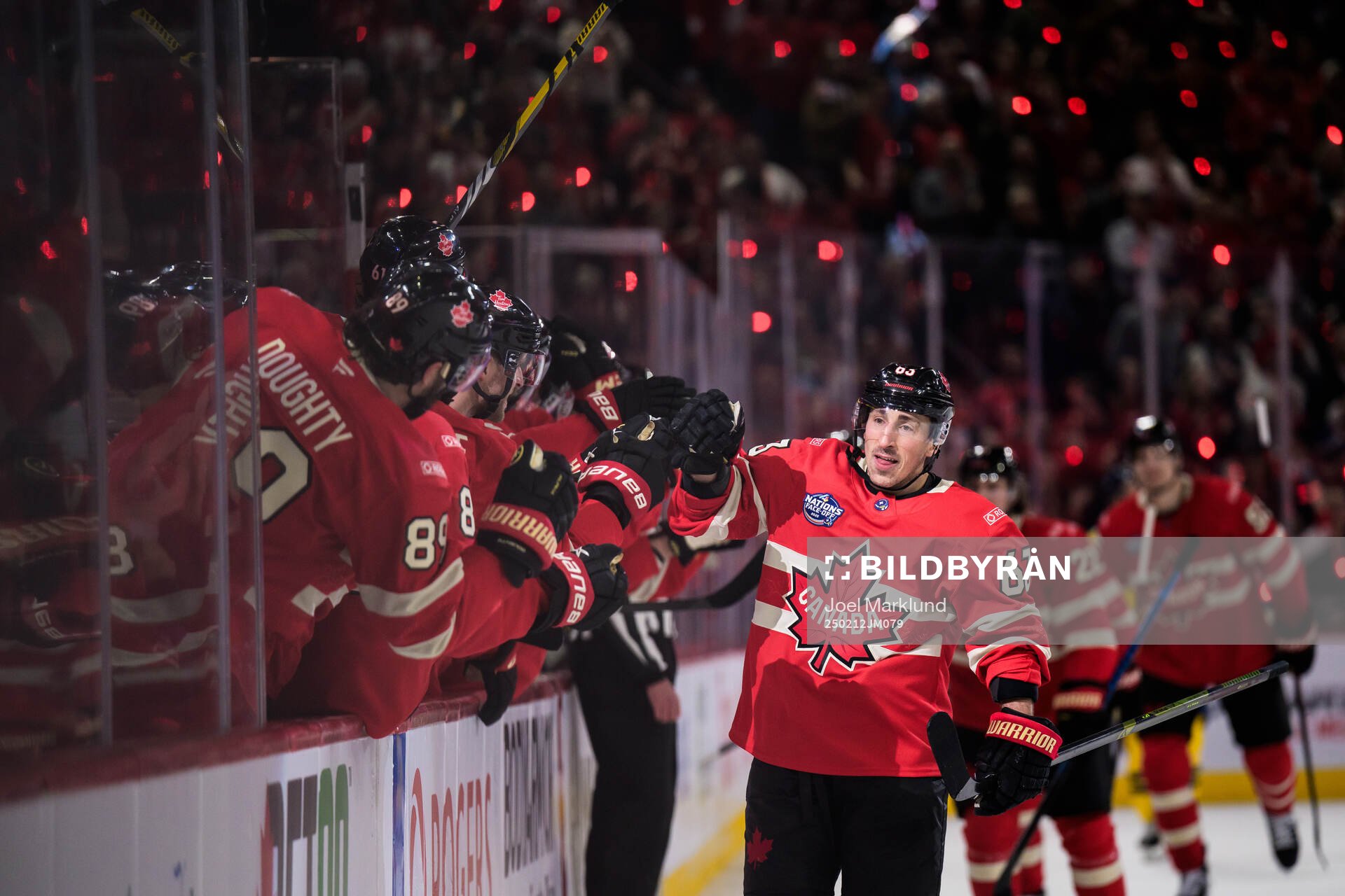 Brad Marchand of Canada celebrates