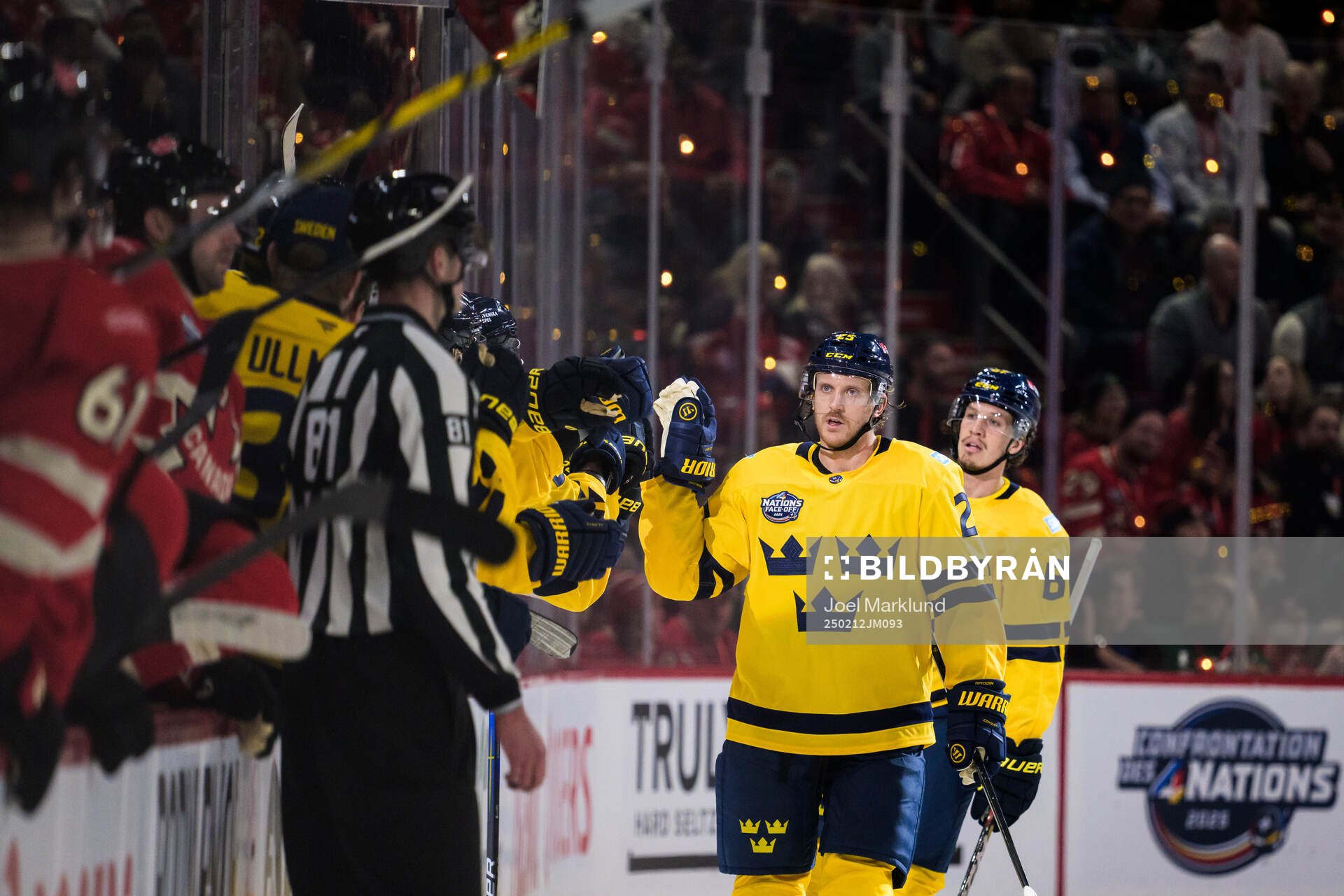 Jonas Brodin of Sweden celebrates