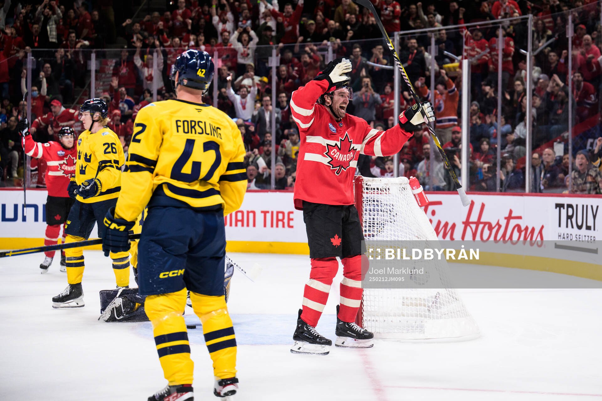 Mark Stone of Canada celebrates
