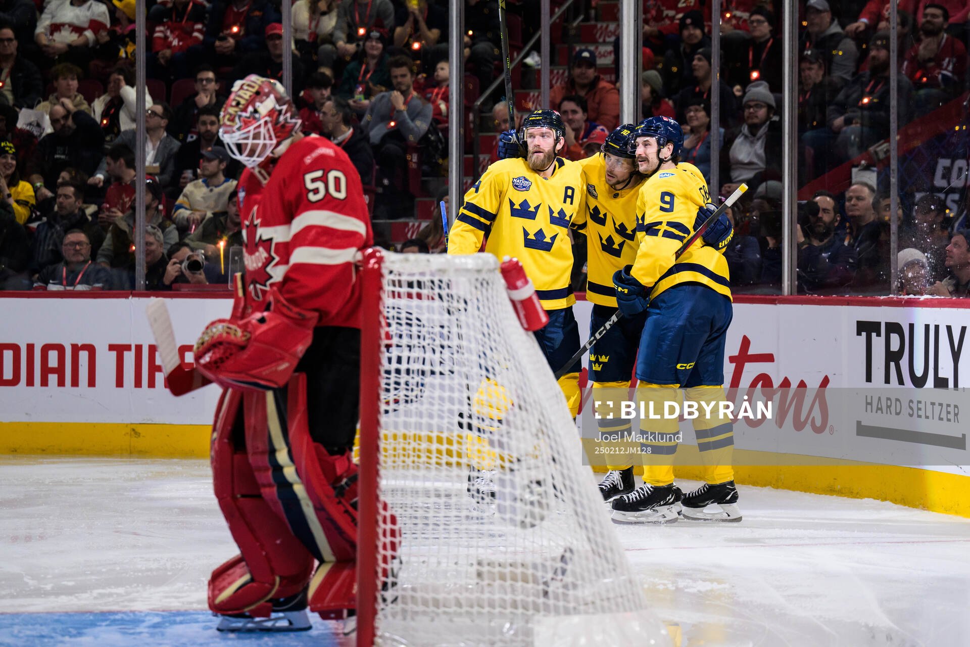 Mattias Ekholm, Adrian Kempe and Filip Forsberg of Sweden