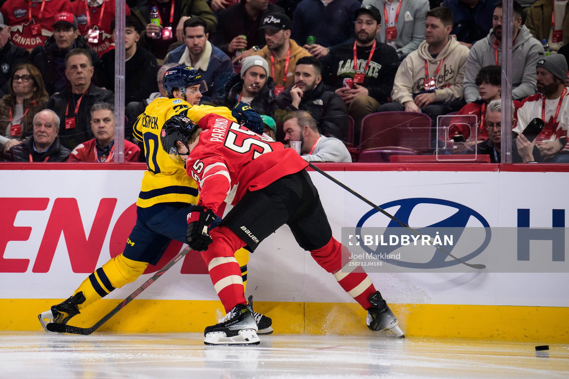 Joel Eriksson Ek of Sweden and Colton Parayko of Canada