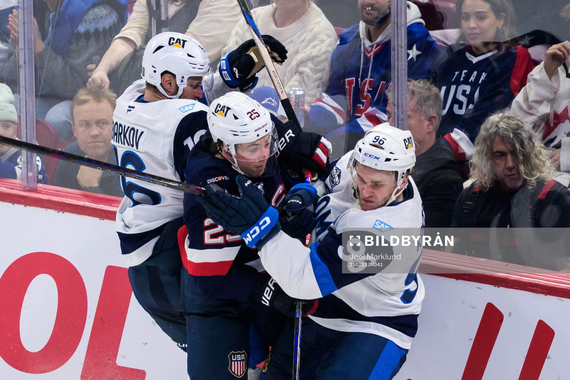 Aleksander Barkov and Mikko Rantanen of Finland in action