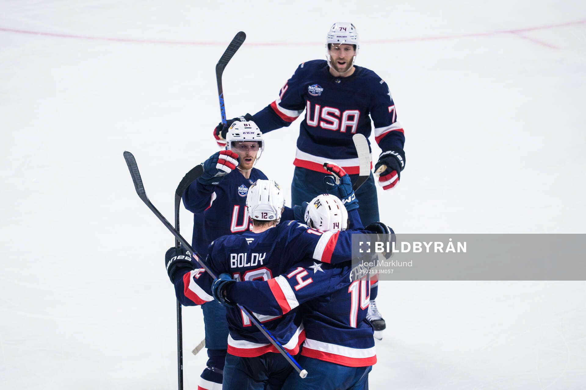 Kyle Connor, Matt Boldy, Brock Faber and Jaccob Slavin of