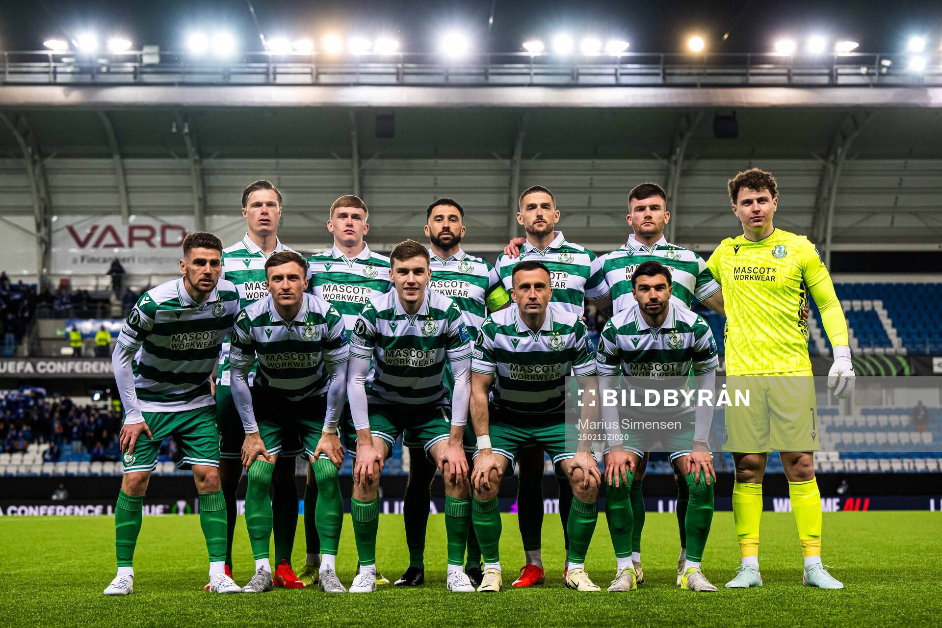 The starting eleven of Shamrock Rovers poses for a team