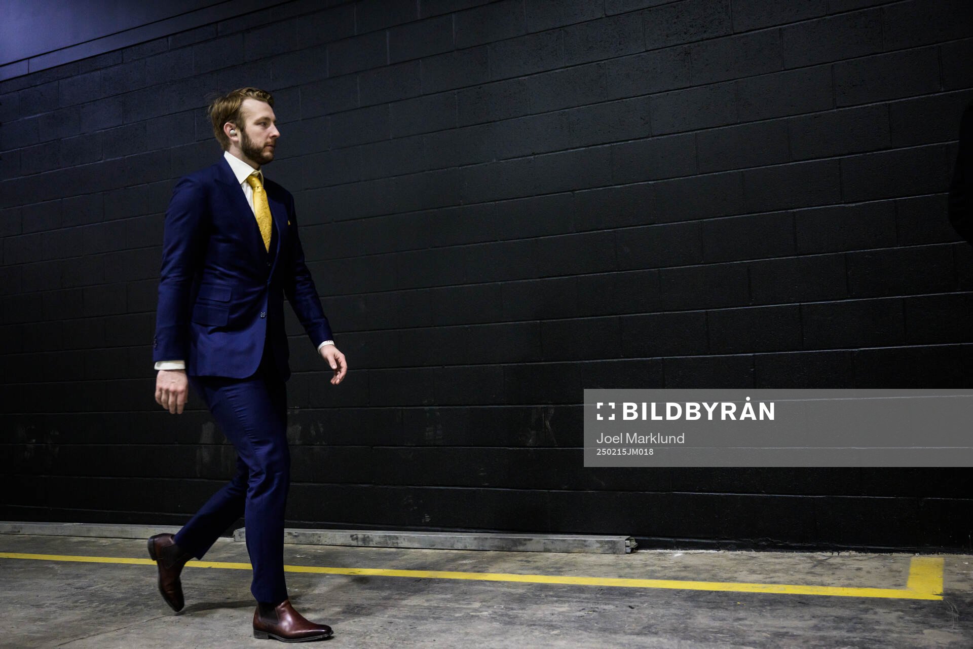 Goaltender Linus Ullmark of Sweden arrives to the arena for