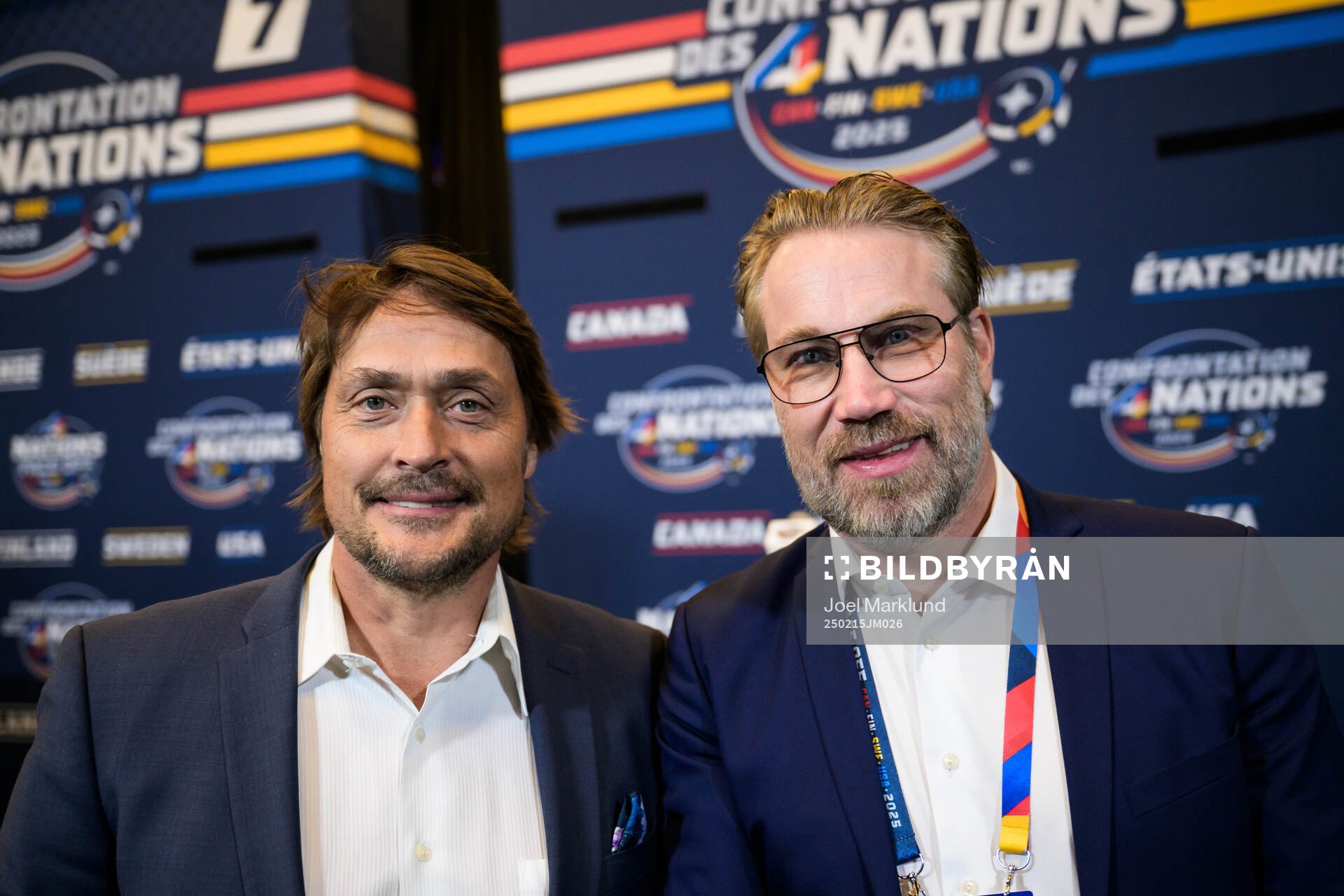 Former players Teemu Selänne of Finland and Peter Forsberg